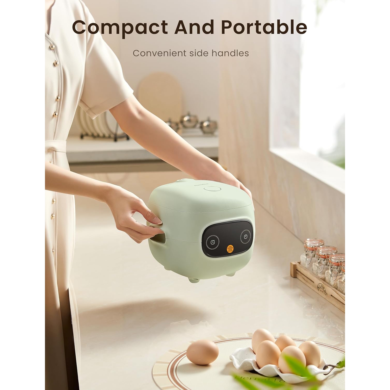 COMFEE' Mini Rice Cooker 4 Cups Cooked/2 Cups Uncooked, Portable Non-Stick rice maker, 24 hours Timer Delay, 6 Functions, Fast Cooker, Brown Rice,