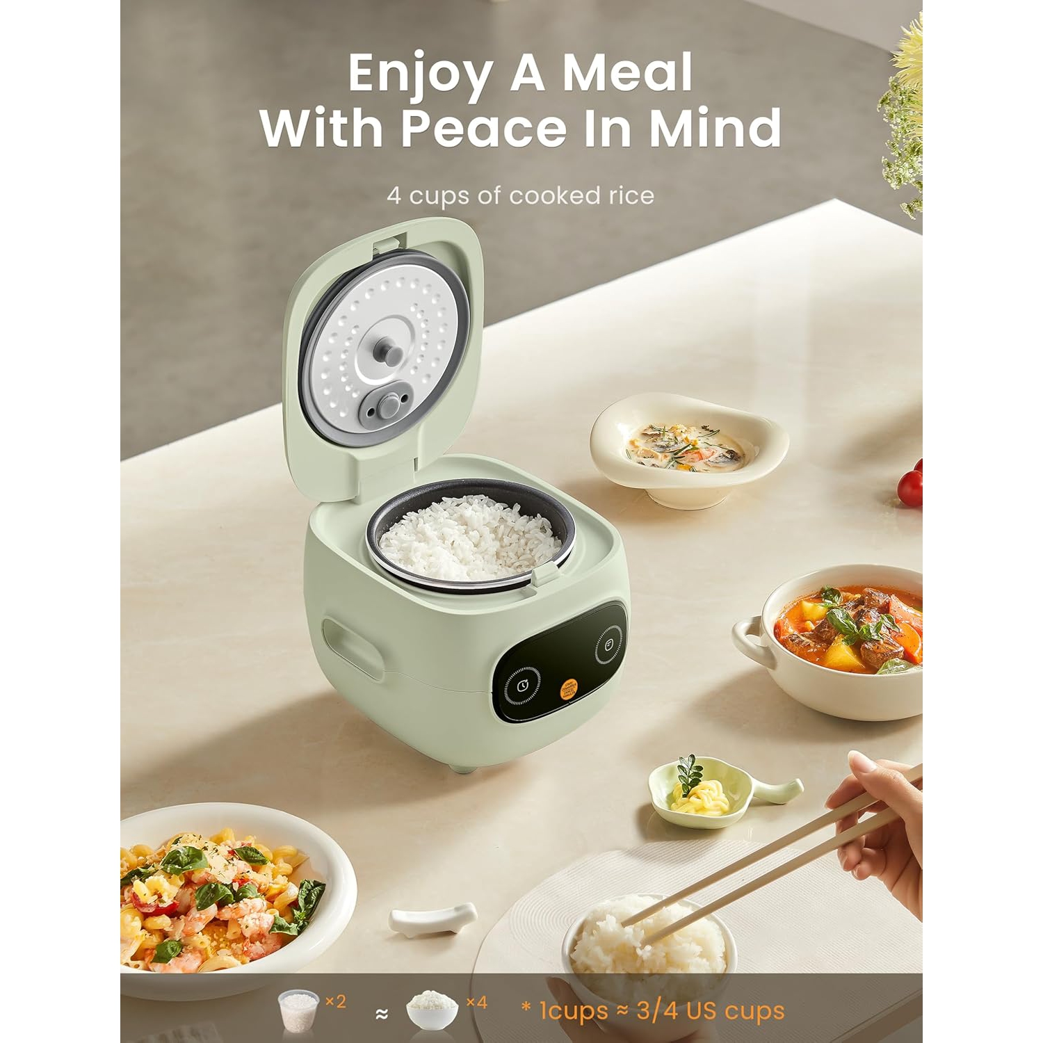 COMFEE' Mini Rice Cooker 4 Cups Cooked/2 Cups Uncooked, Portable Non-Stick rice maker, 24 hours Timer Delay, 6 Functions, Fast Cooker, Brown Rice,