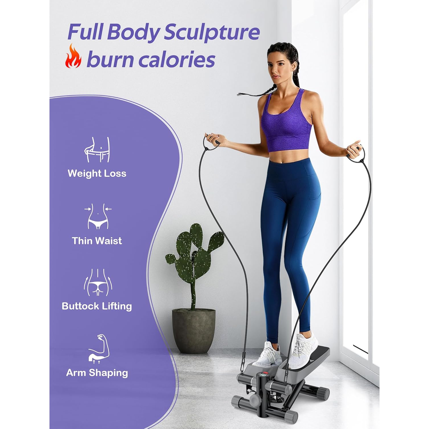 AMICUS – Mini simulateur d'escalier pour l'exercice, simulateur d'escalier hydraulique réglable avec bandes de résistance pour la maison, capacité de