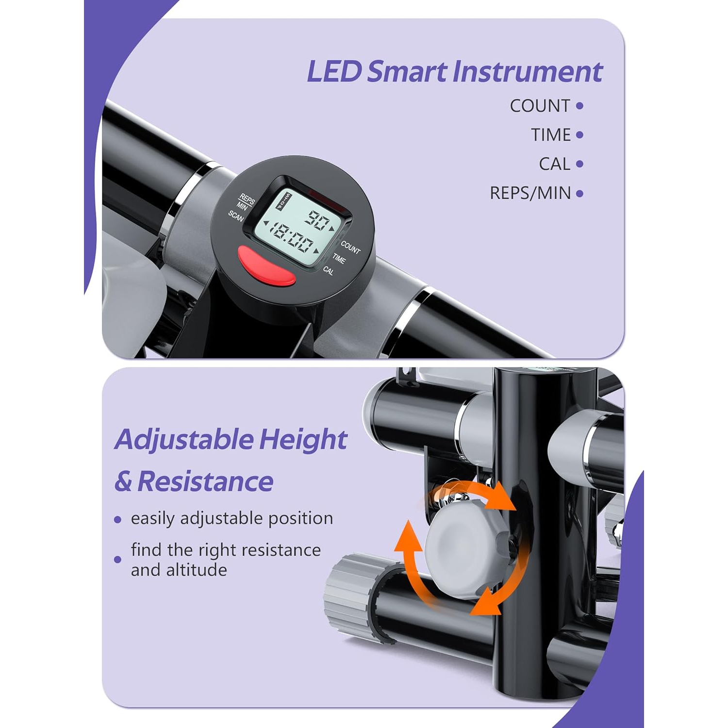 AMICUS – Mini simulateur d'escalier pour l'exercice, simulateur d'escalier hydraulique réglable avec bandes de résistance pour la maison, capacité de