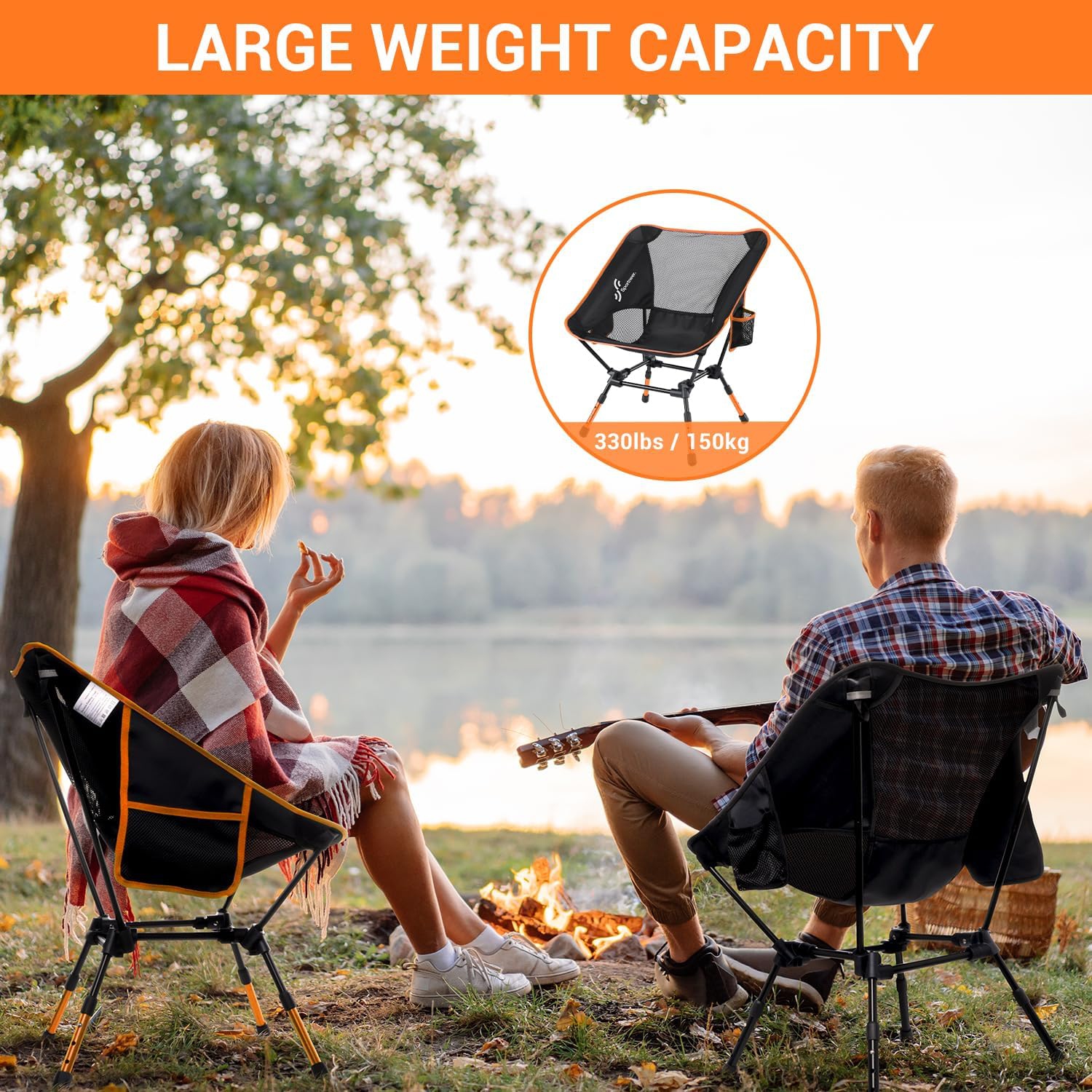 Chaises de camping de PetginHome, chaise de camping légère et pliable à hauteur réglable pour chaise de camping portative Chaise de camping compacte