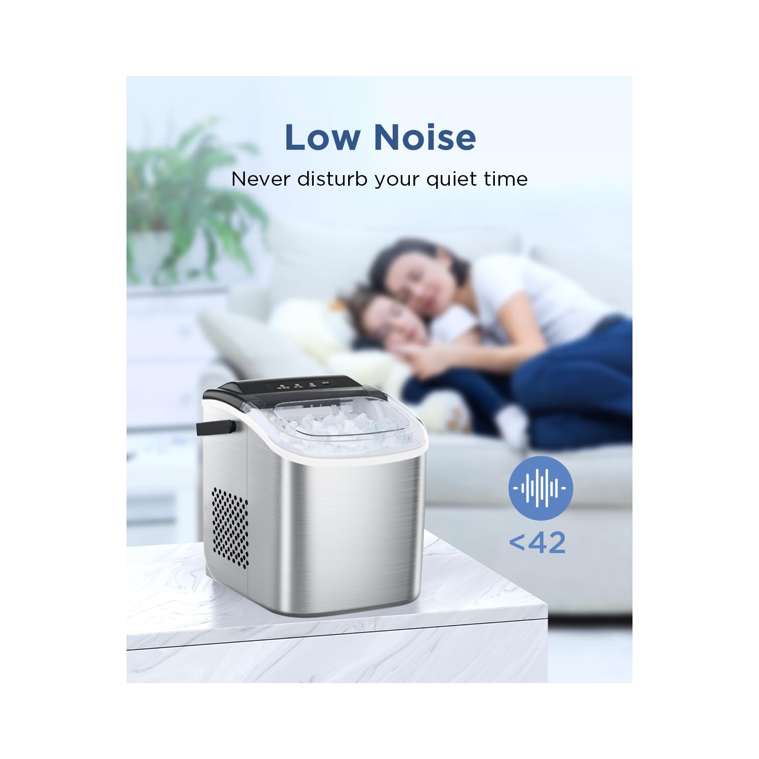 COWSAR Ice Maker Countertop, Stainless Steel Portable Ice Maker Machine with Self-Cleaning, 26.5lbs/24Hrs, 6 Mins/9 Pcs Bullet Ice, Perfectly for