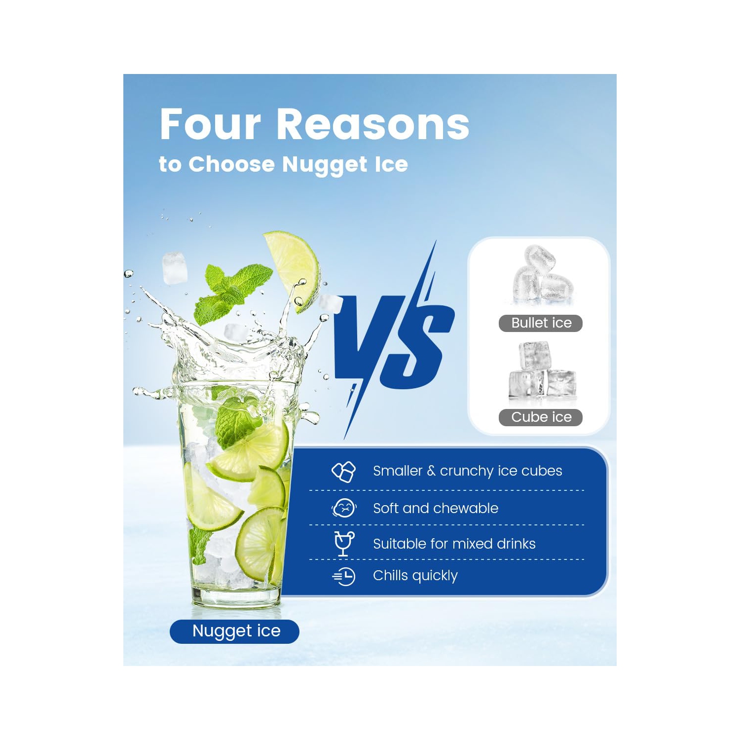 COWSAR Nugget Ice Maker Countertop Portable Ice Makers w/ Soft Chewable Ice 34lbs/24H One-Click Operation Auto-Cleaning Pebble Ice Maker Machine w/