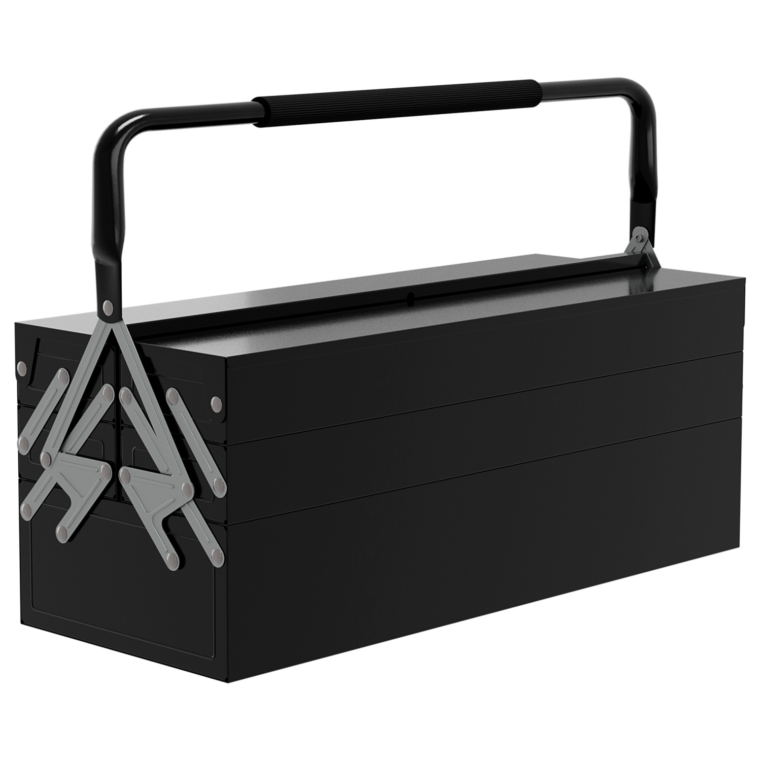 DURHAND 22" Metal Tool Box, Portable 5-Tray Cantilever Steel Tool Chest Cabinet for Garage and Warehouse, Black