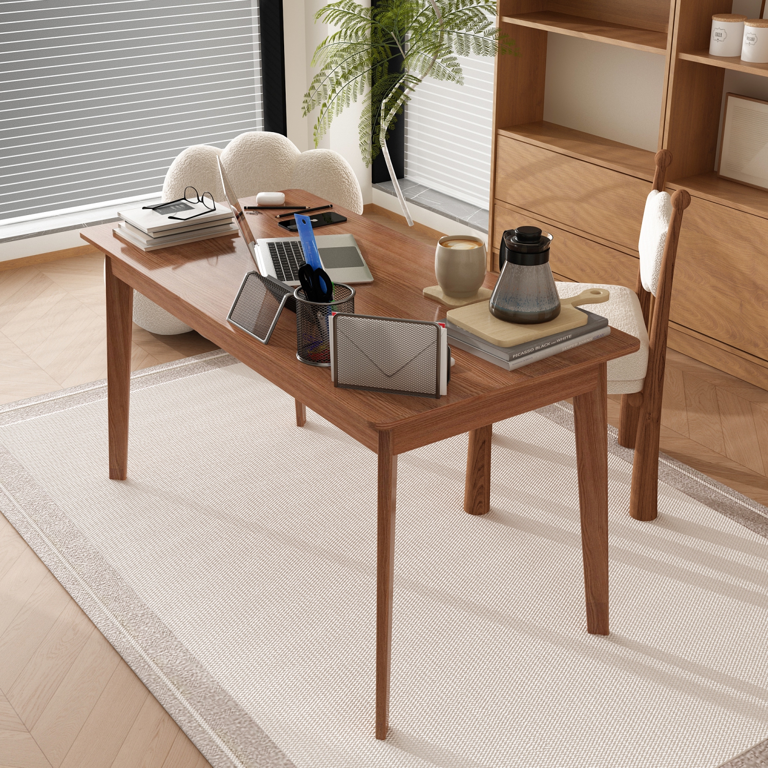 Homsee – Pupitre moderne en bois avec deux tiroirs de rangement, table de bureau à domicile, brun foncé