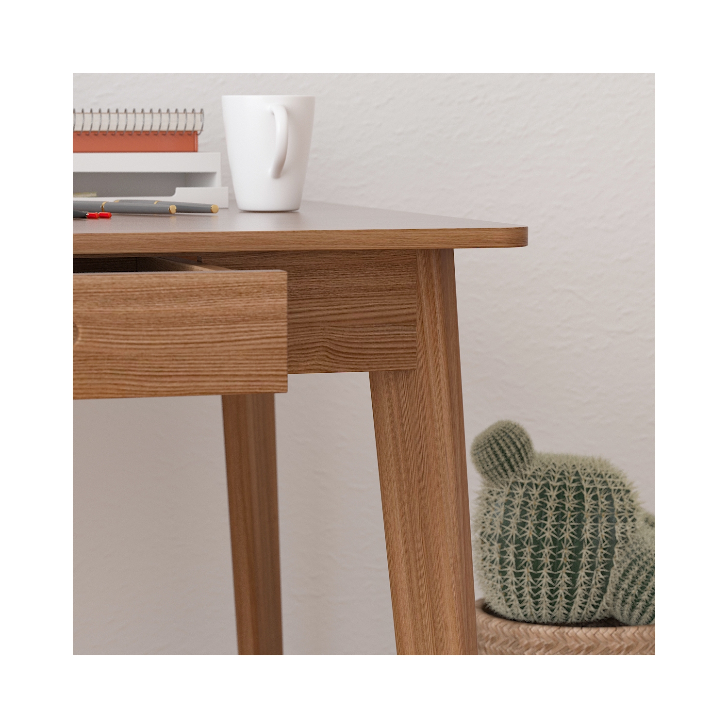 Homsee – Pupitre moderne en bois avec deux tiroirs de rangement, table de bureau à domicile, brun foncé