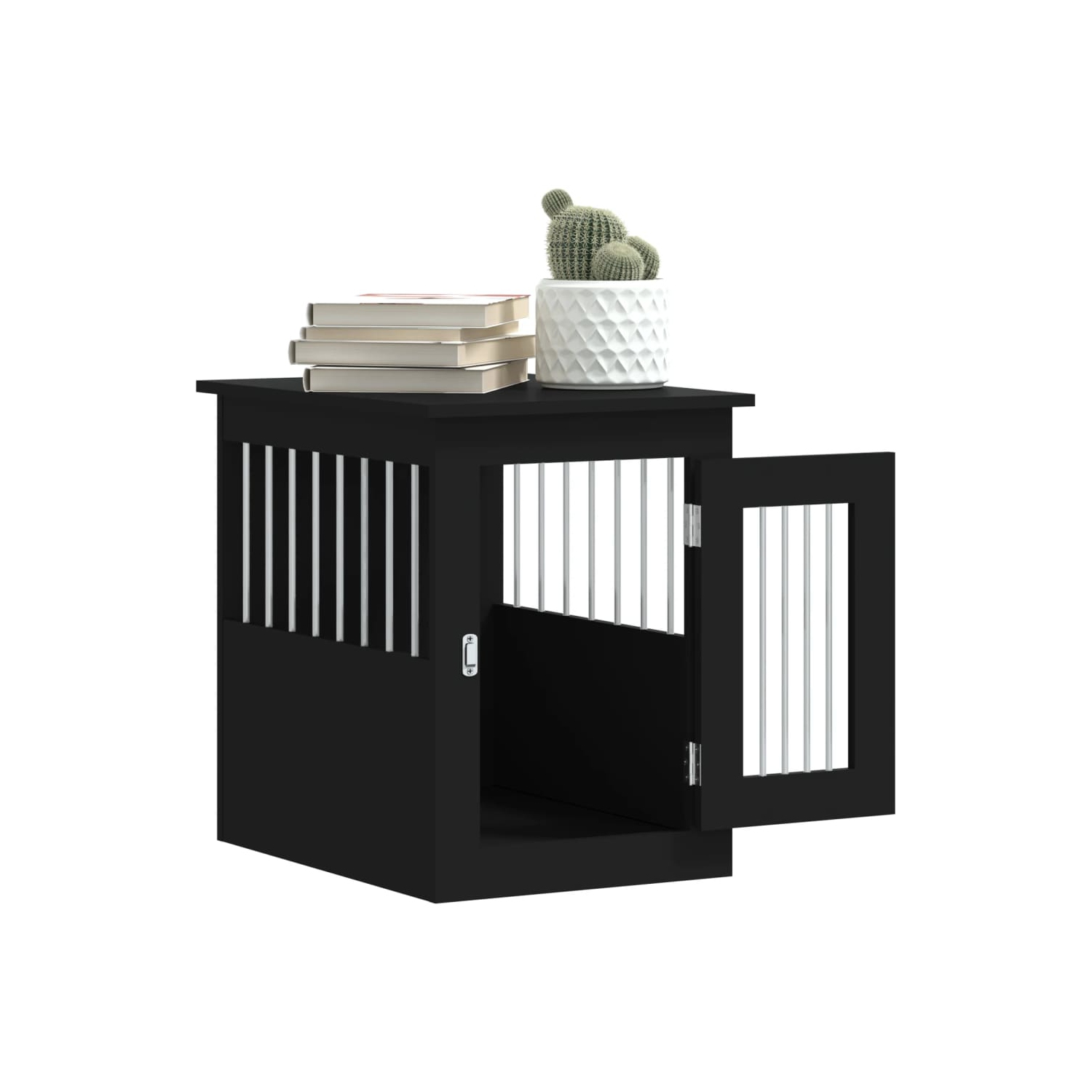 vidaXL Dog Crate Furniture Black 45x62x59 cm Engineered Wood