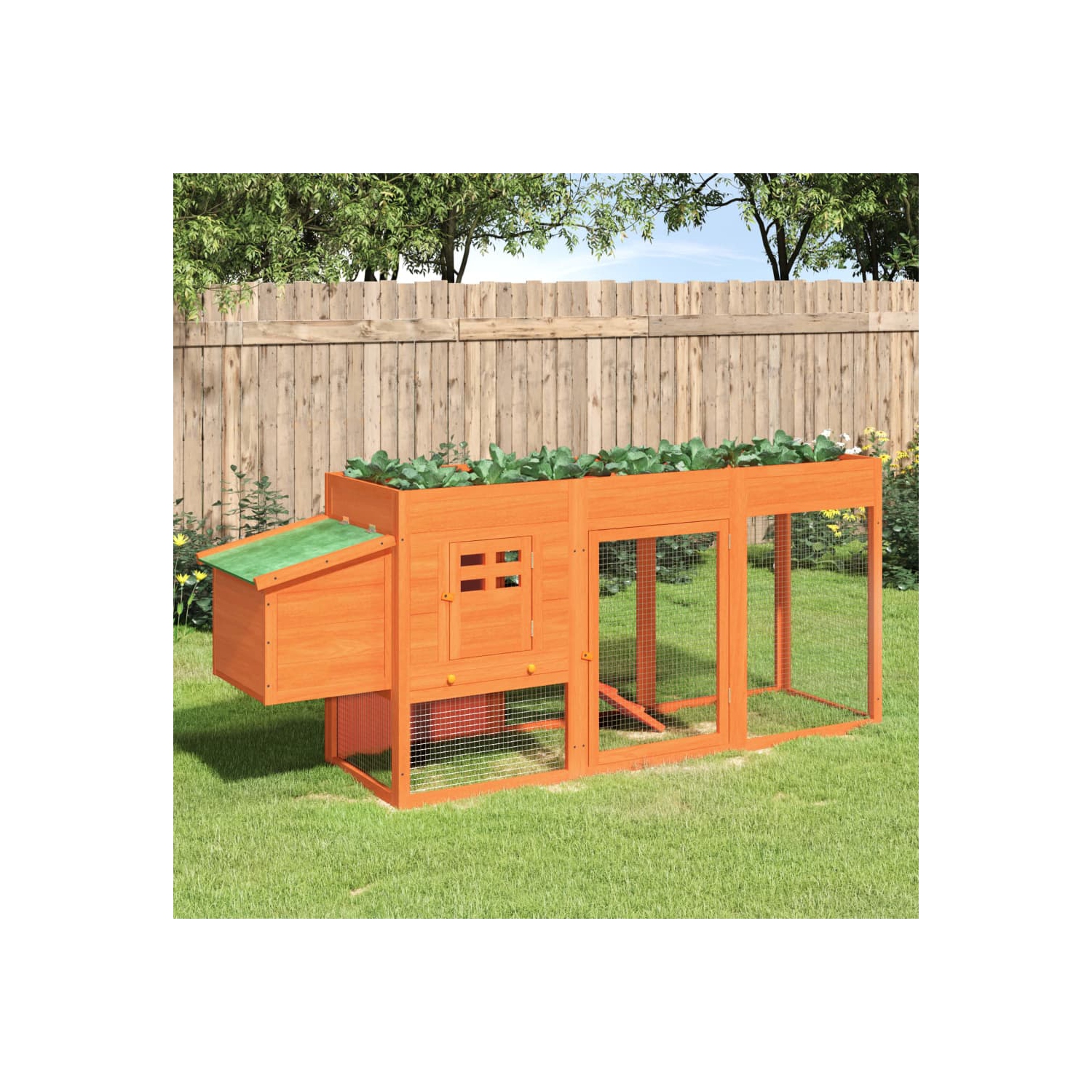 vidaXL Chicken Coop Brown 204x50x84 cm Solid Wood Pine