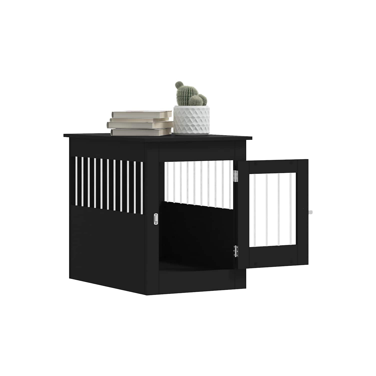 vidaXL Dog Crate Furniture Black 55x80x68 cm Engineered Wood