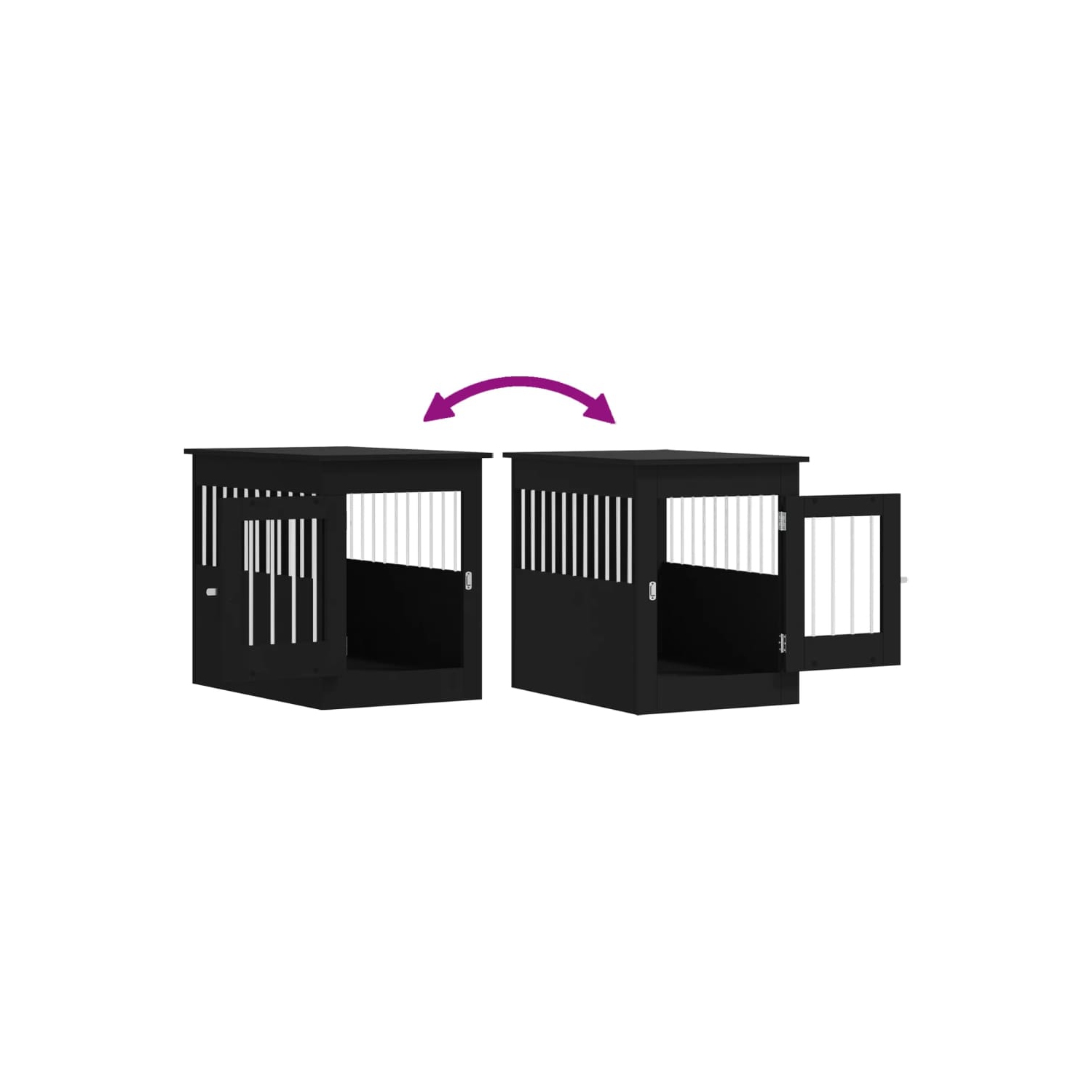 vidaXL Dog Crate Furniture Black 55x80x68 cm Engineered Wood