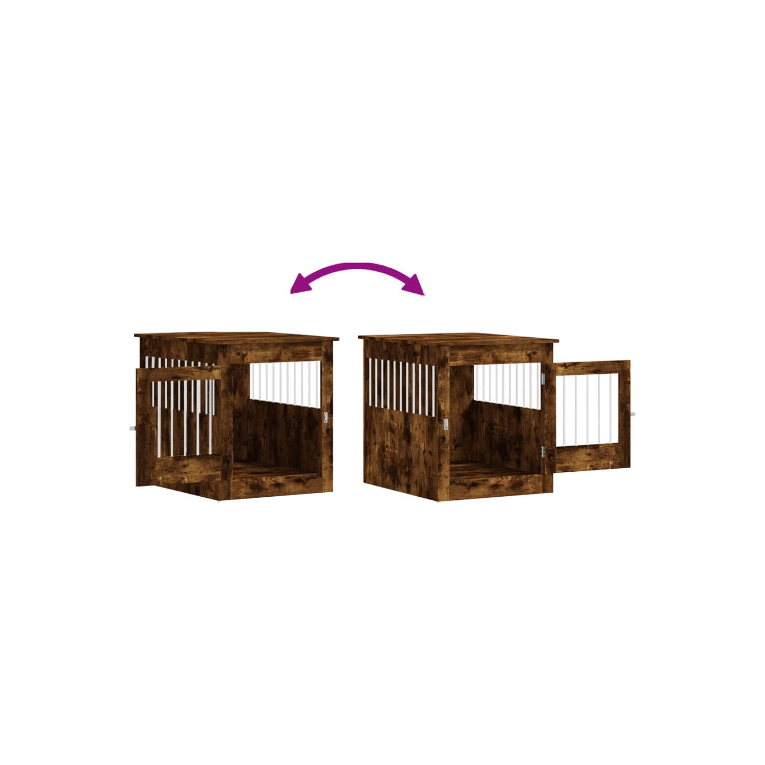 vidaXL Dog Crate Furniture Smoked Oak 64.5x80x71 cm Engineered Wood