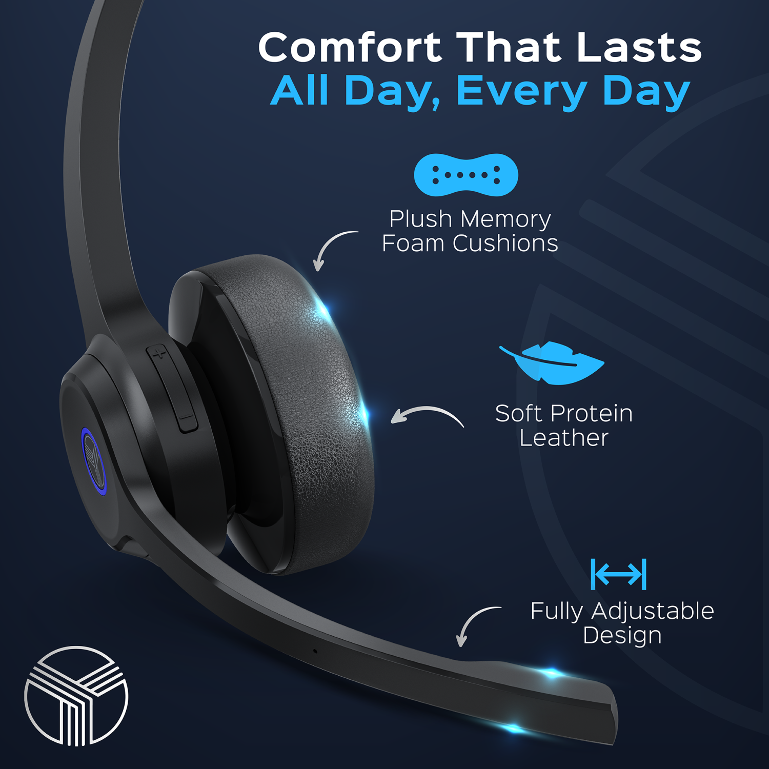 TREBLAB C7 - Single Ear Bluetooth Headset with Mic, Bluetooth 5.4, 45H Playtime, Type-C Fast Charging, IPX4 Waterproof, Wireless Bluetooth Headset