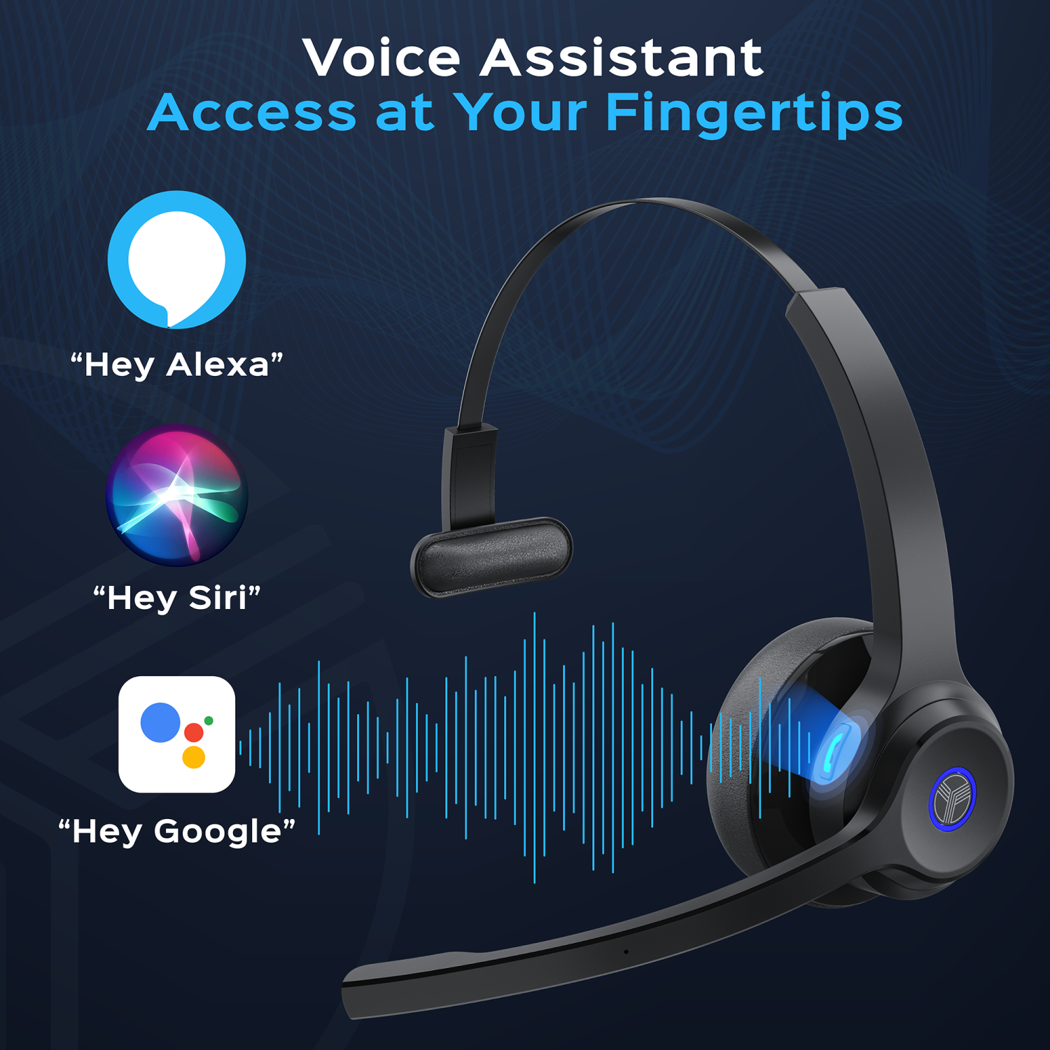 TREBLAB C7 - Single Ear Bluetooth Headset with Mic, Bluetooth 5.4, 45H Playtime, Type-C Fast Charging, IPX4 Waterproof, Wireless Bluetooth Headset