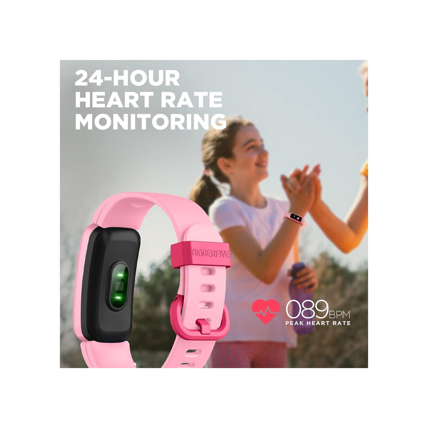 BIGGERFIVE Vigor Fitness Tracker Watch for Kids Girls Boys Teens, Activity Tracker, Pedometer, Heart Rate Sleep Monitor, IP68 Waterproof Calorie Step