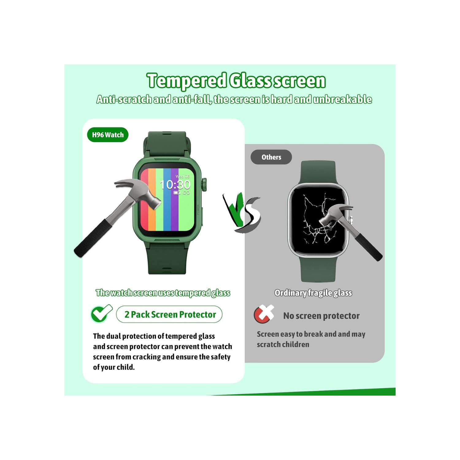 Smart Watch for Kids, Tempered Glass Fitness Sport Watch Boy Girls Teens with 19 Sport Modes, Pedometer, Sleep Monitor, Kids Watch Birthday Gifts Toy