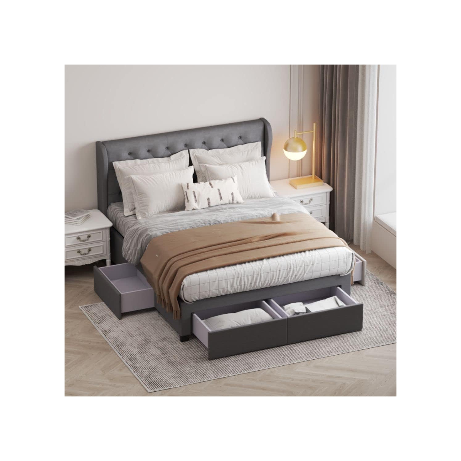 Lit avec rangement à 4 tiroirs Brittany