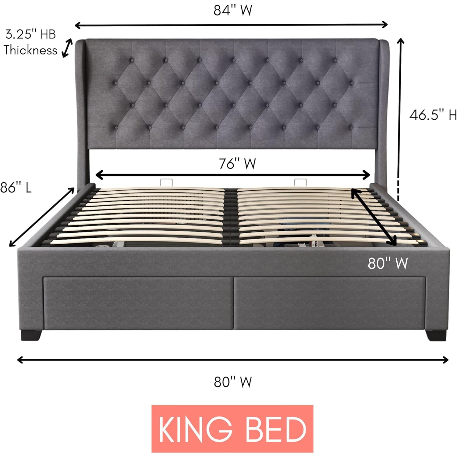 Lit avec rangement à 4 tiroirs Brittany