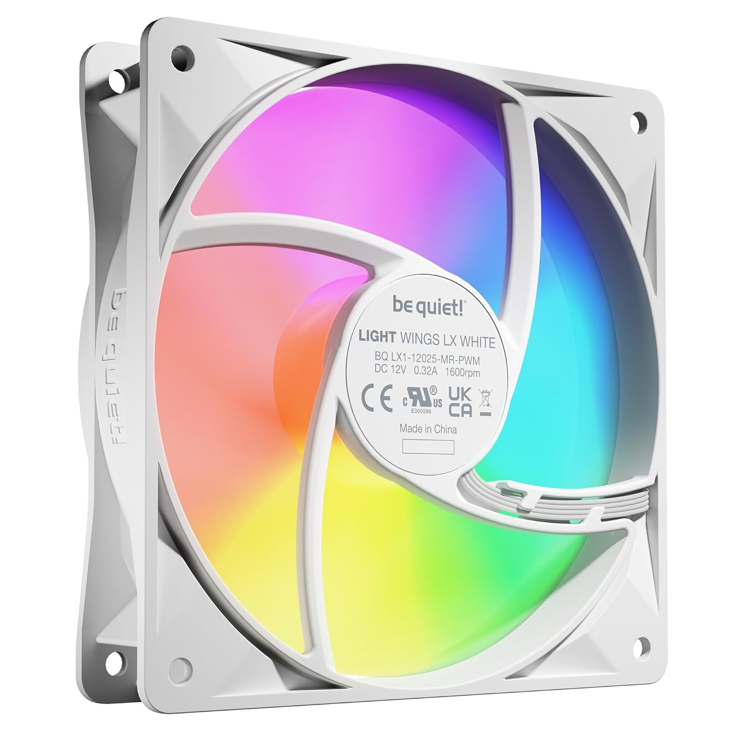 taisez-vous! Ventilateur de boîtier PC PWM Light Wings LX 120 mm | Blanc | Triple-Pack | BL122