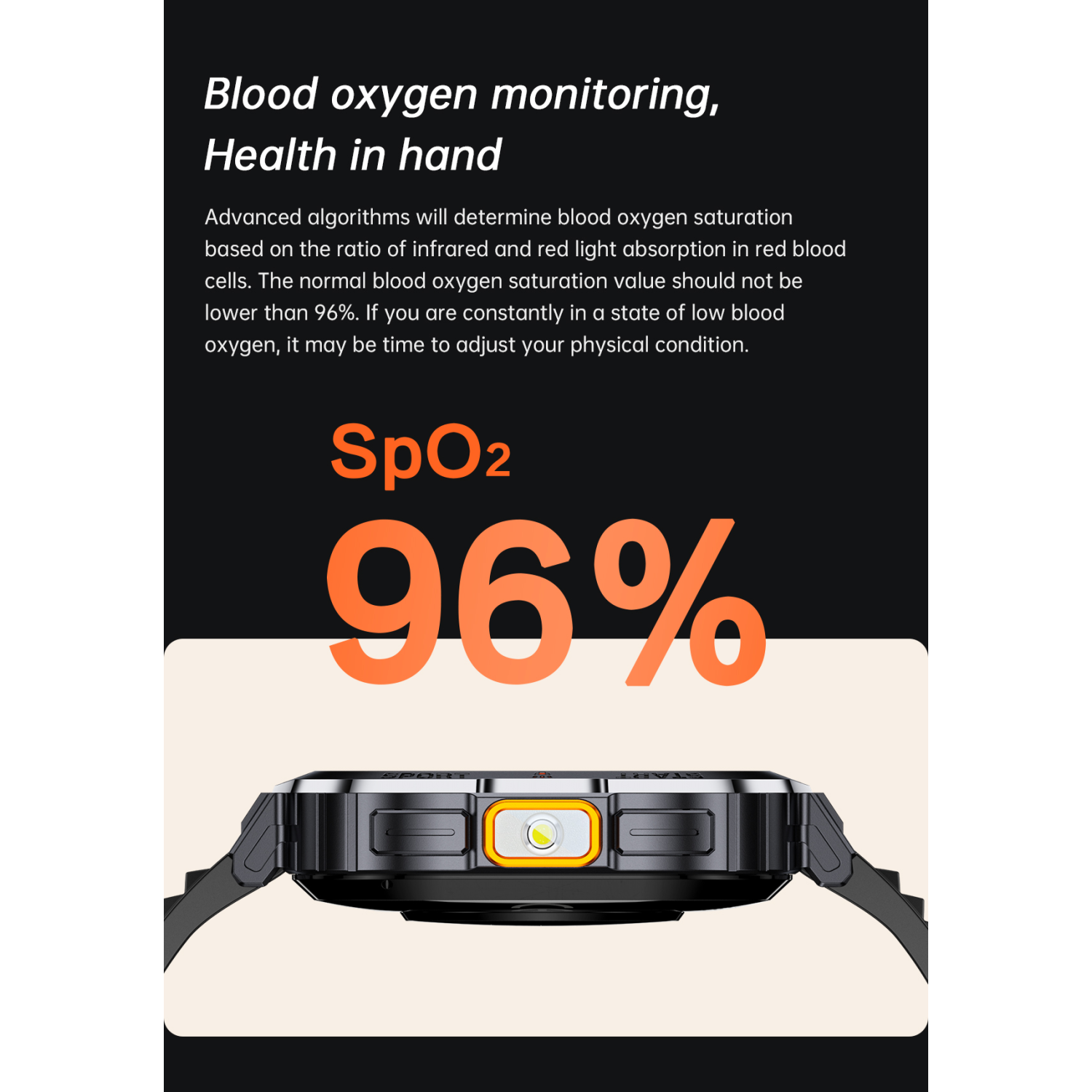 TUTT Smartwatch For Men 2.0" Square Dial Rugged Military | Health and Fitness Tracking | Flashlight | NX23 Smart Watch