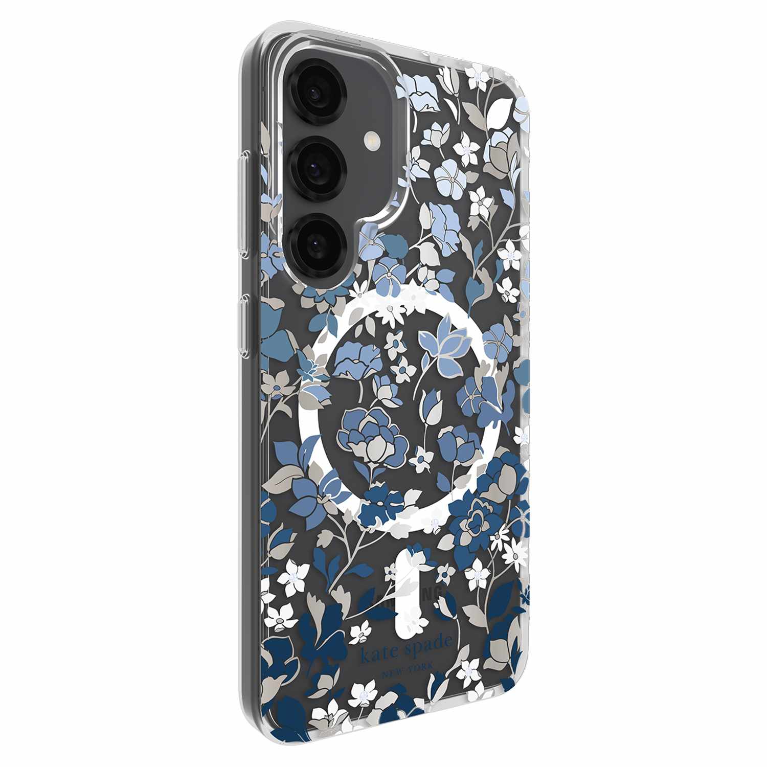 Étui protecteur Kate Spade Compatible avec MagSafe | Conçu pour Galaxy S25 | Bleu fleuri avec gemmes