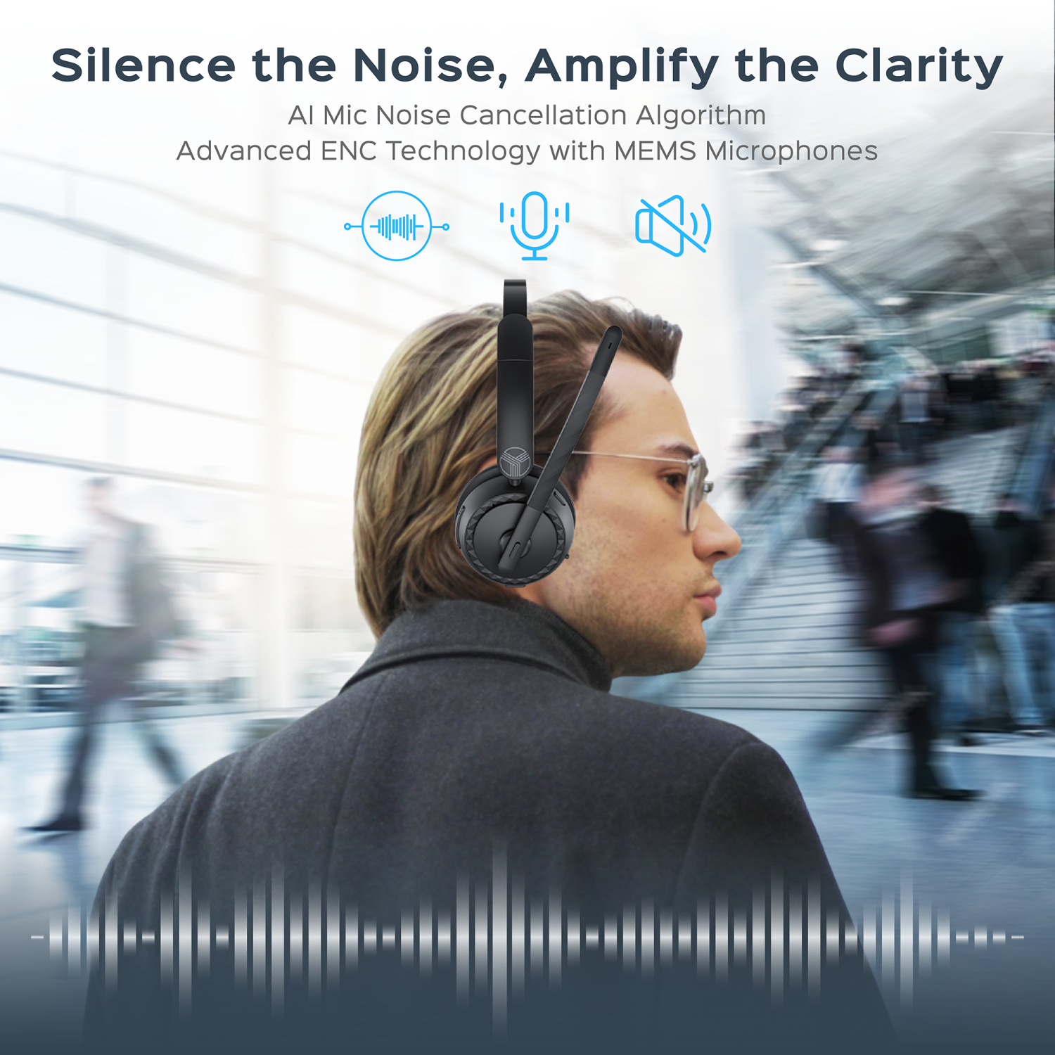 TREBLAB C7-Pro Wireless Bluetooth Headset, 45H Playtime, Bluetooth 5.3, 40mm Drivers, Type-C Fast Charging, IPX4 Waterproof, Wireless Headset with