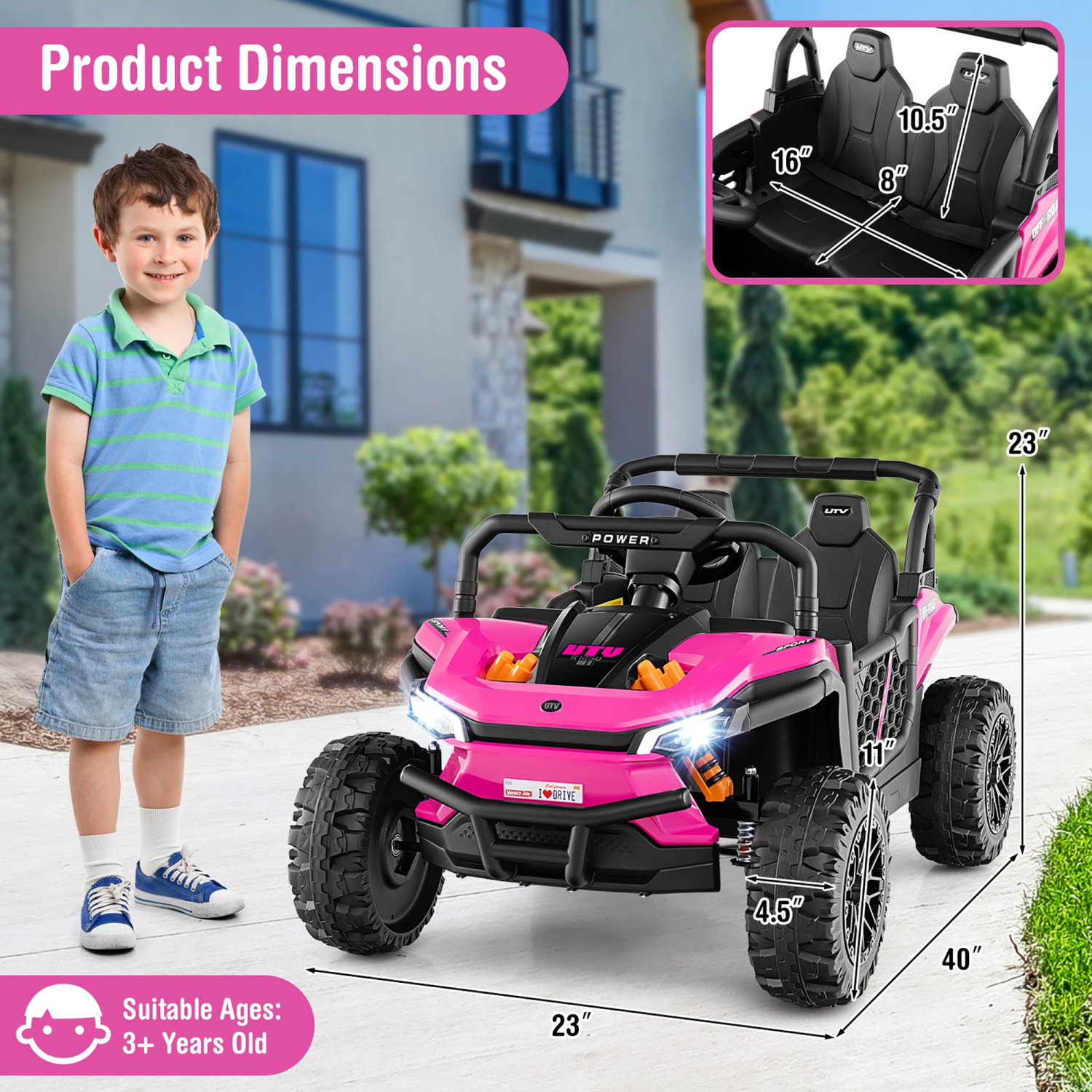 Gymax 12V Kids Ride on Truck w/Parental Remote 3 Speeds & Reverse Forward Function