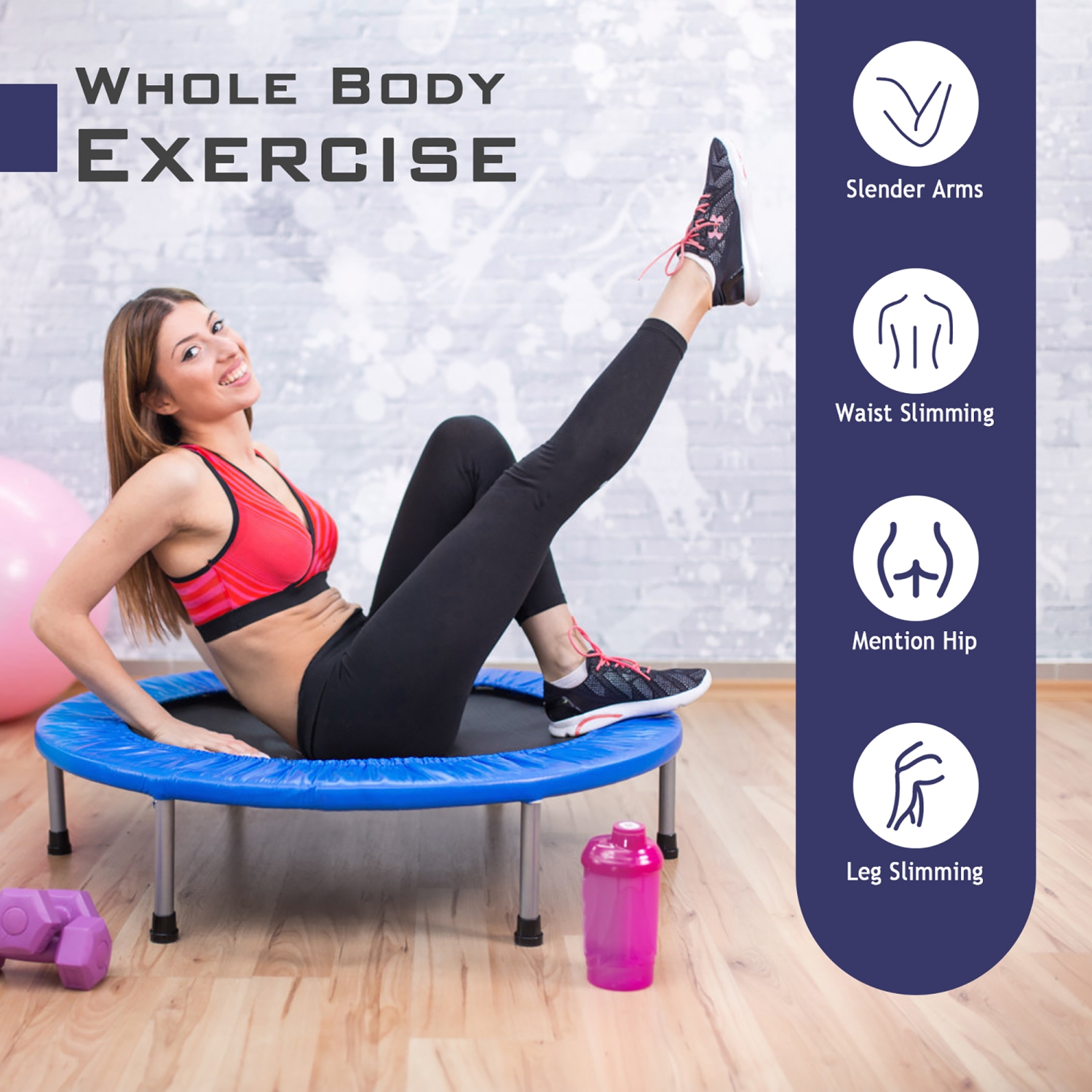 Gymax Mini Folding 36'' Trampoline Portable Recreational Fitness Rebounder Blue