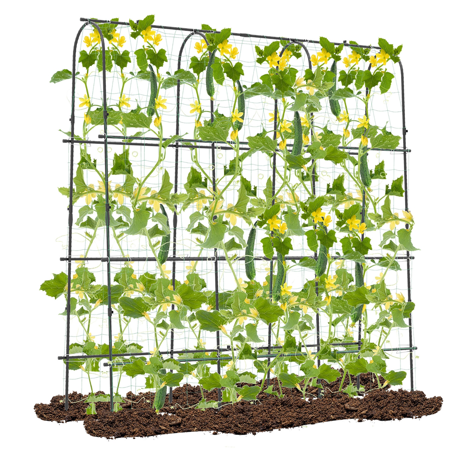 Gymax 71'' x 71'' U-Shaped Garden Trellis w/Tear-resistant Netting Sharp Ground Stakes