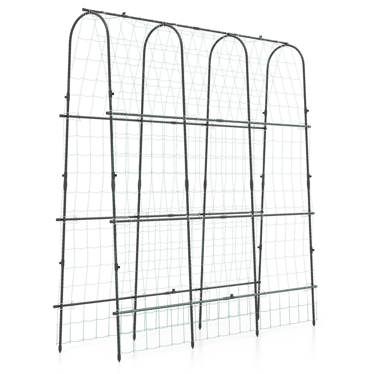 Gymax 71'' x 71'' U-Shaped Garden Trellis w/Tear-resistant Netting Sharp Ground Stakes