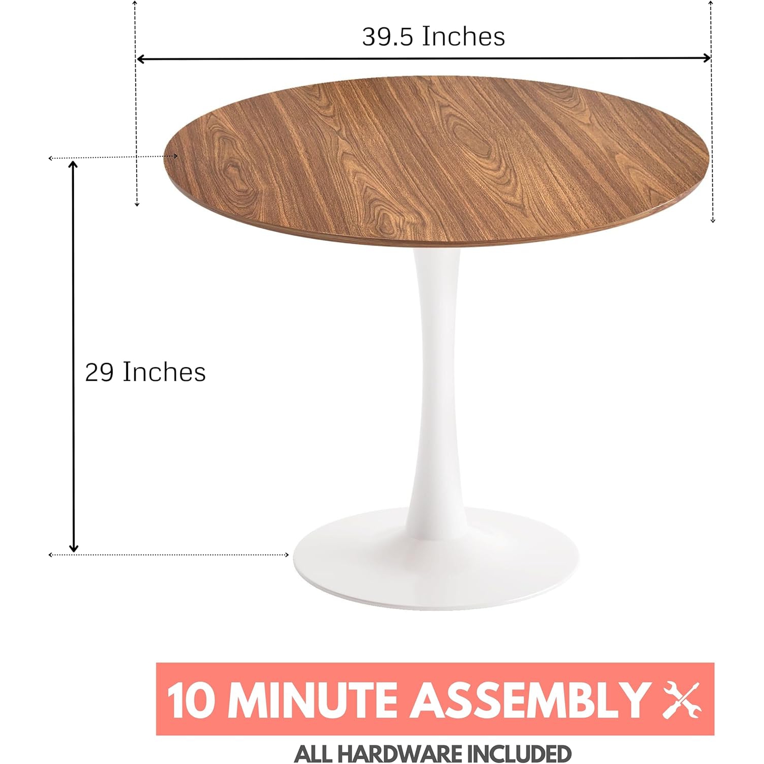 Modern Dining Table for 2/4 - Manufactured Wood Top Round Dinng Table - Saves Space with Metal Pedestal Base for Living Room, Dining Room