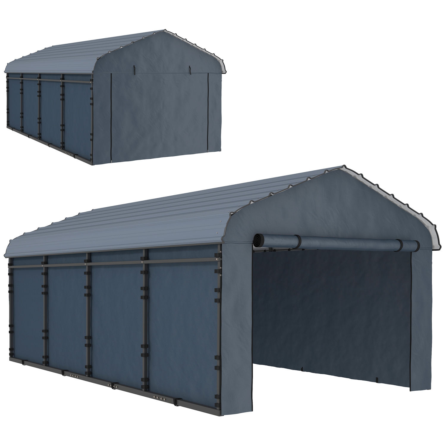 Outsunny 12' x 20' x 8.5' Heavy Duty Metal Carport, Waterproof Car Shelter Garage Canopy with Galvanized Metal Roof and Removable Sidewalls for Cars,