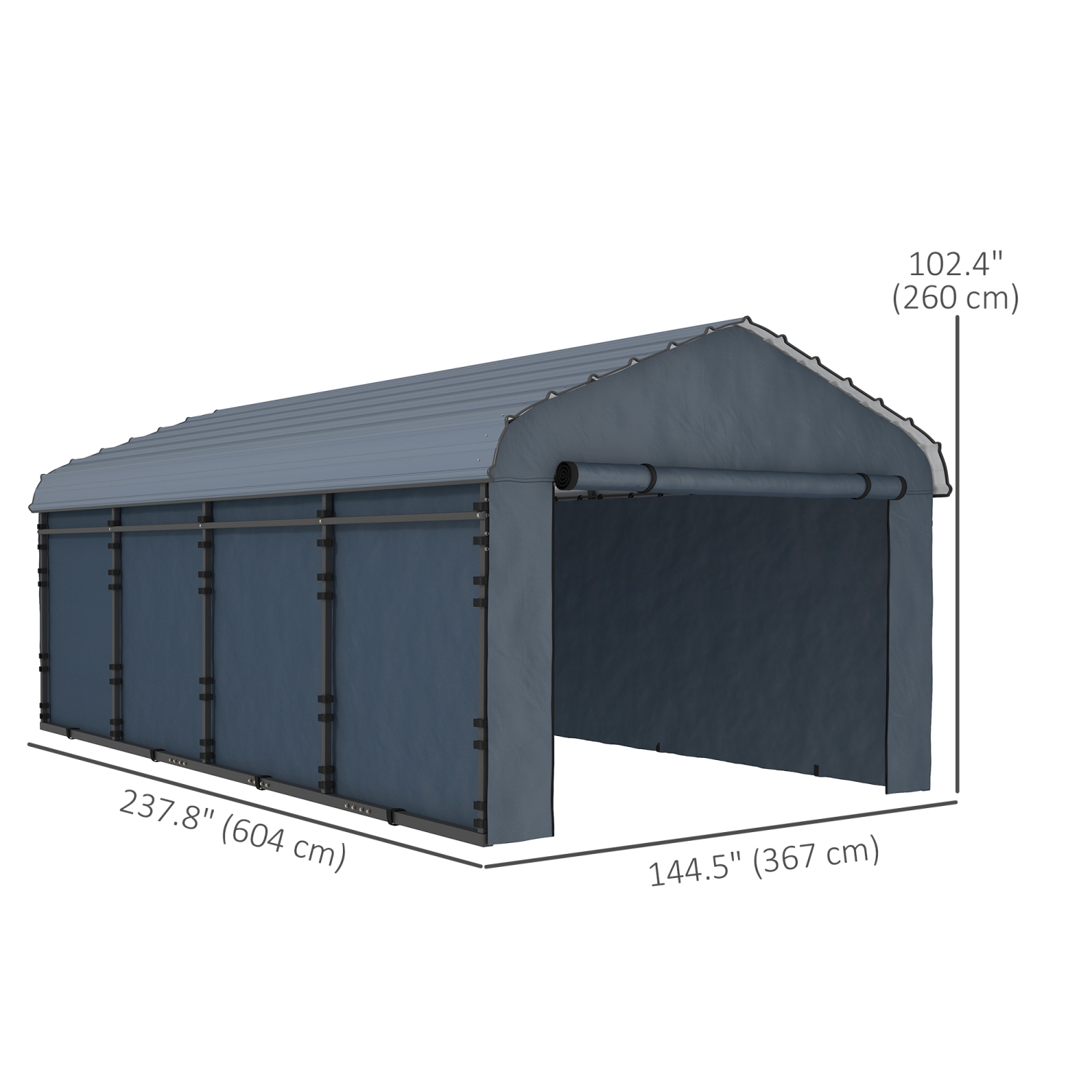 Outsunny 12' x 20' x 8.5' Heavy Duty Metal Carport, Waterproof Car Shelter Garage Canopy with Galvanized Metal Roof and Removable Sidewalls for Cars,