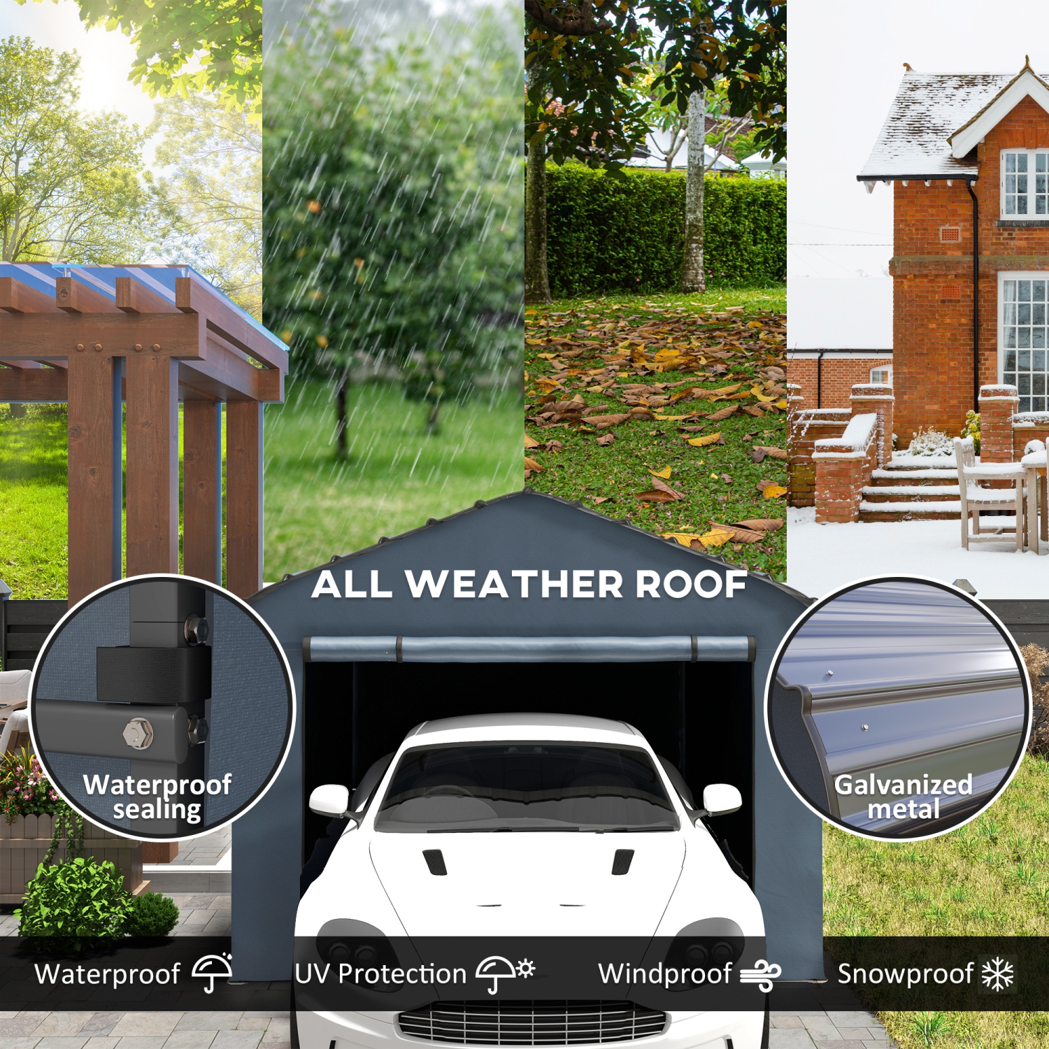 Outsunny 12' x 20' x 8.5' Heavy Duty Metal Carport, Waterproof Car Shelter Garage Canopy with Galvanized Metal Roof and Removable Sidewalls for Cars,