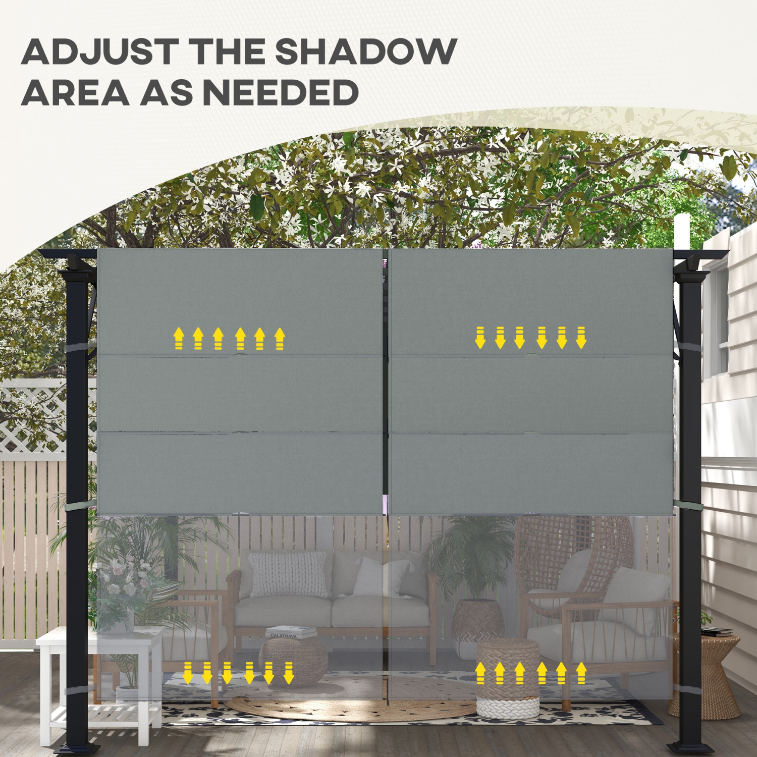 2 pièces de rechange de pergola de 16 x 4&nbsp;pi Outsunny, couvercle d'auvent de pergola contre les UV, facile à installer, pour 10 cadre