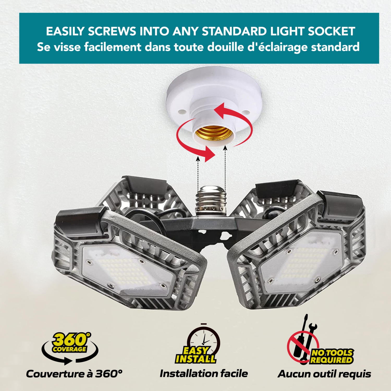 Bell + Howell Quadburst 8000 Lumens Multi-Directional LED Ceiling Light