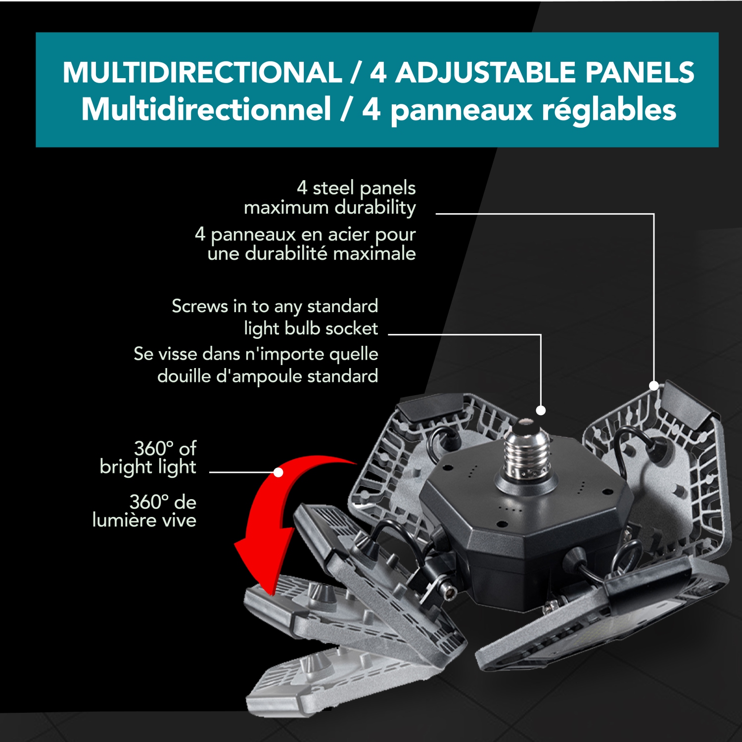 Bell + Howell Quadburst 8000 Lumens Multi-Directional LED Ceiling Light