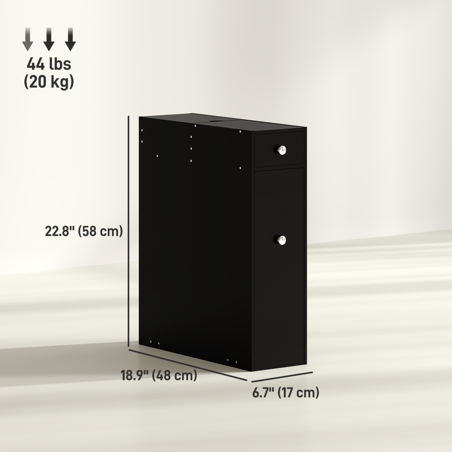 HOMCOM – Petite armoire de rangement pour salle de bain, armoire à papier hygiénique peu encombrante, armoire de salle de bain étroite avec tiroirs