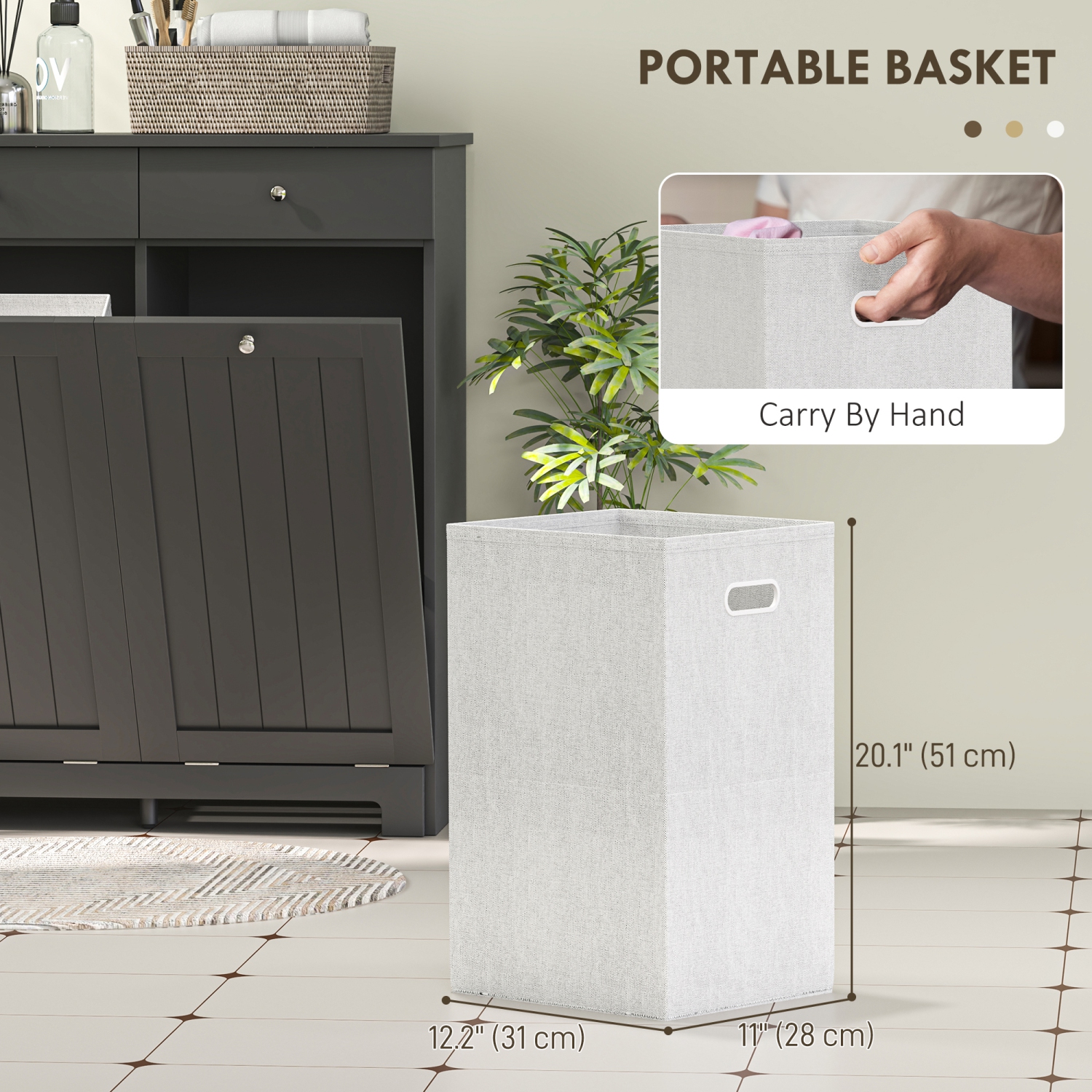 HOMCOM Laundry Cabinet, Tilt Out Double Laundry Hamper with 2 Removable Baskets and 2 Drawers, Bathroom Hamper Cabinet with 2 Beadboard Doors, Black