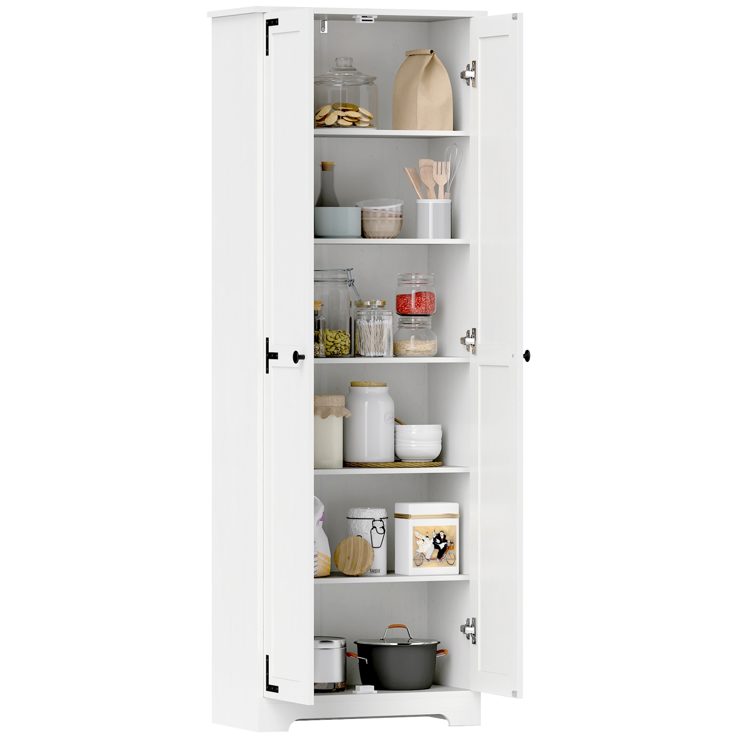 HOMCOM – Armoire garde-manger Farmhouse de 67&nbsp;po, grand garde-manger de cuisine avec tablettes réglables, armoire de rangement autonome avec