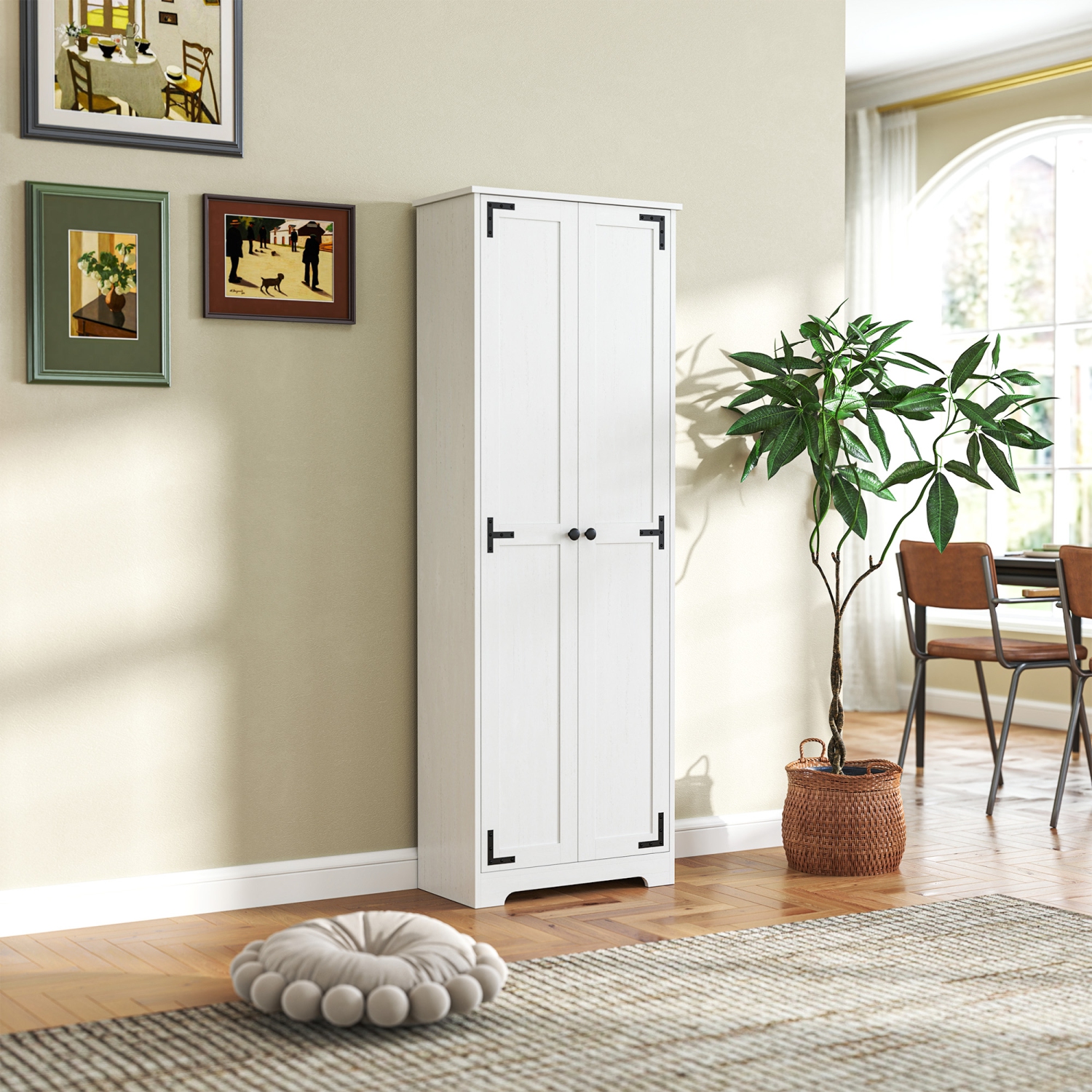 HOMCOM – Armoire garde-manger Farmhouse de 67&nbsp;po, grand garde-manger de cuisine avec tablettes réglables, armoire de rangement autonome avec