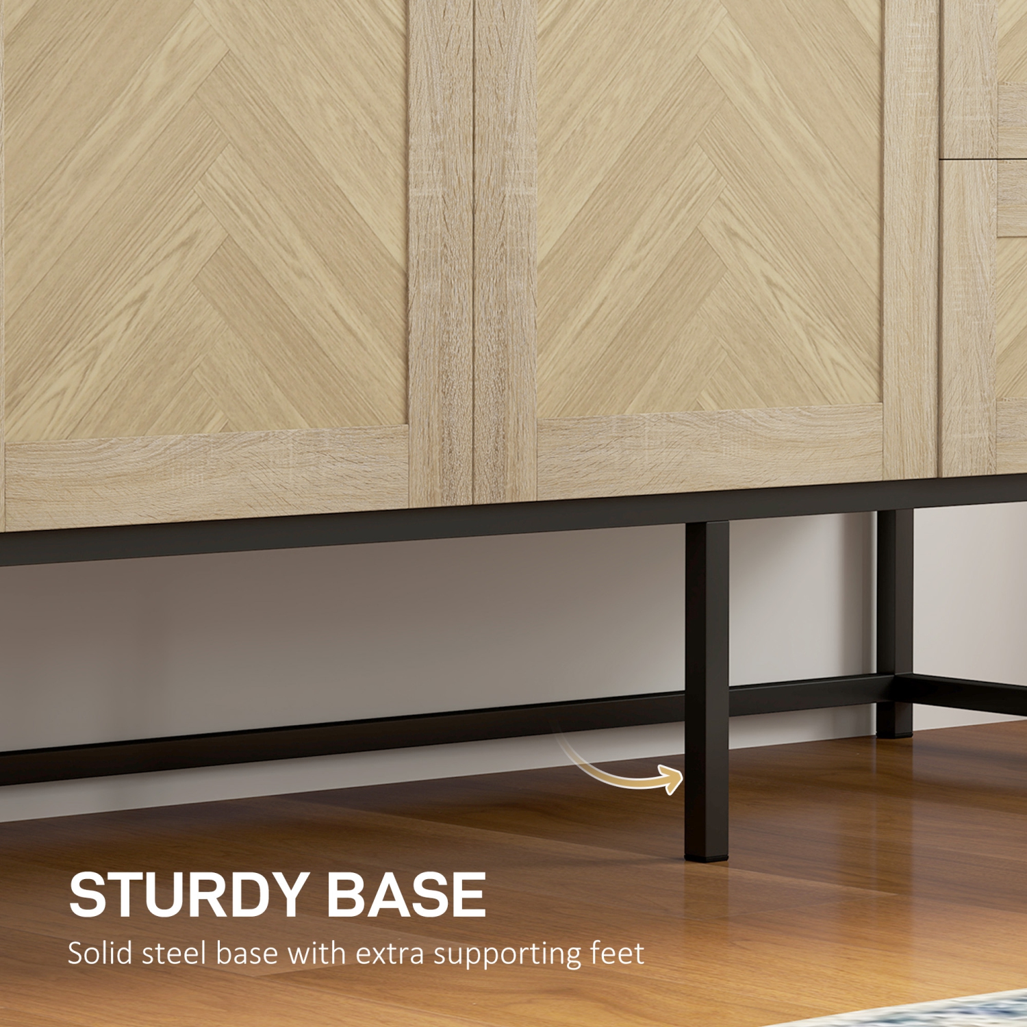 HOMCOM Sideboard Buffet Cabinet with 3 Drawers, Coffee Bar Cabinet with Recessed Doors and Adjustable Shelf, Oak