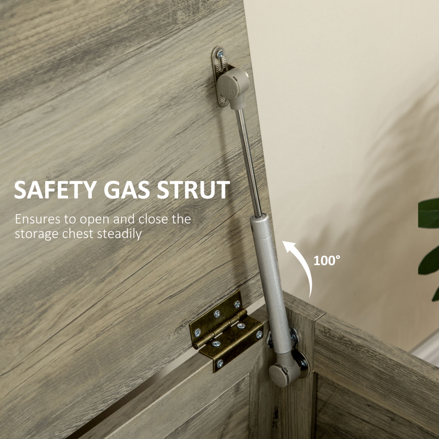 Commode de rangement Farmhouse de HOMCOM, banc de rangement, coffre à couvercle relevable avec charnière de sécurité pour ouvrir 100° pour l'entrée,