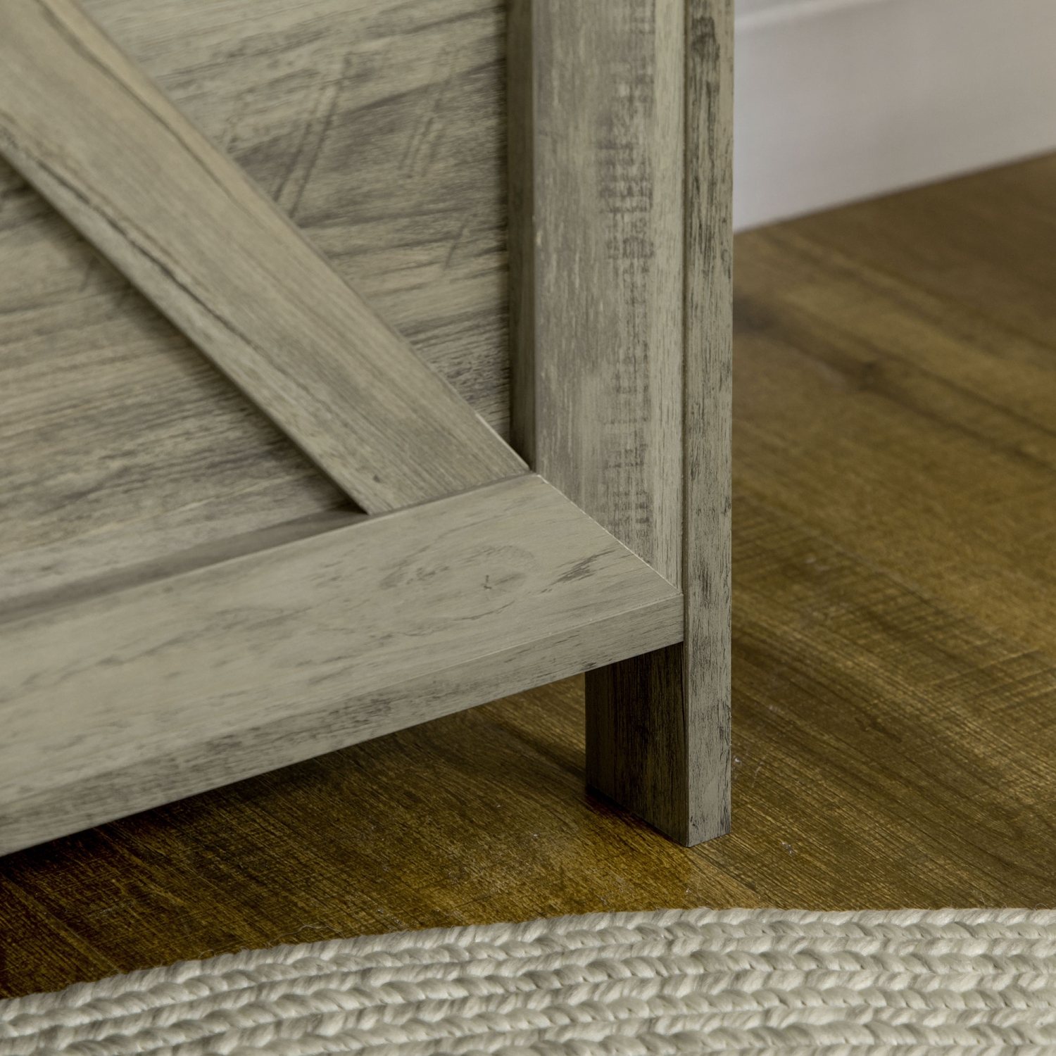 Commode de rangement Farmhouse de HOMCOM, banc de rangement, coffre à couvercle relevable avec charnière de sécurité pour ouvrir 100° pour l'entrée,