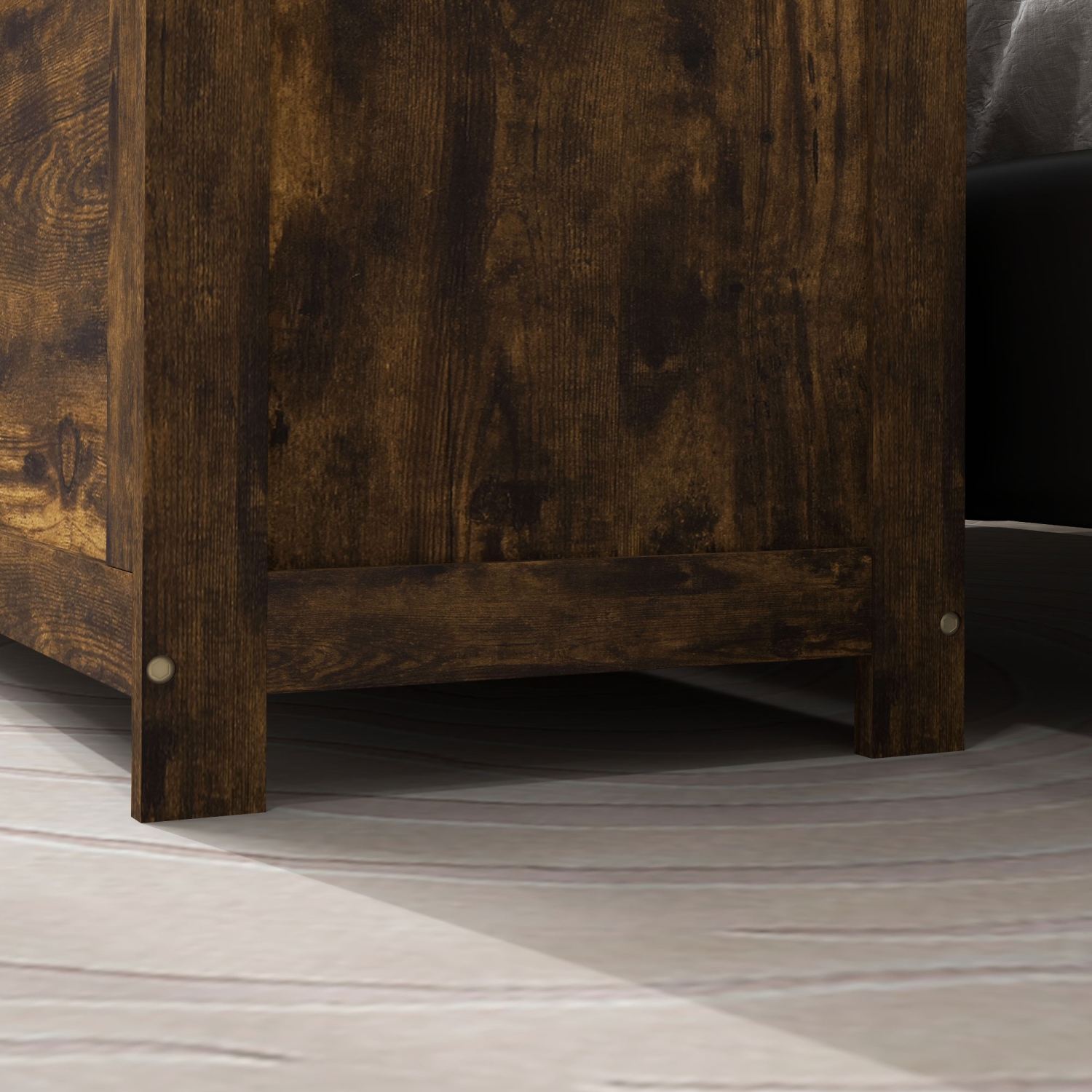 HOMCOM – Coffre de rangement moderne avec 2 charnières de sécurité et poignées découpées, banc de rangement pour le salon, banc à chaussures pour