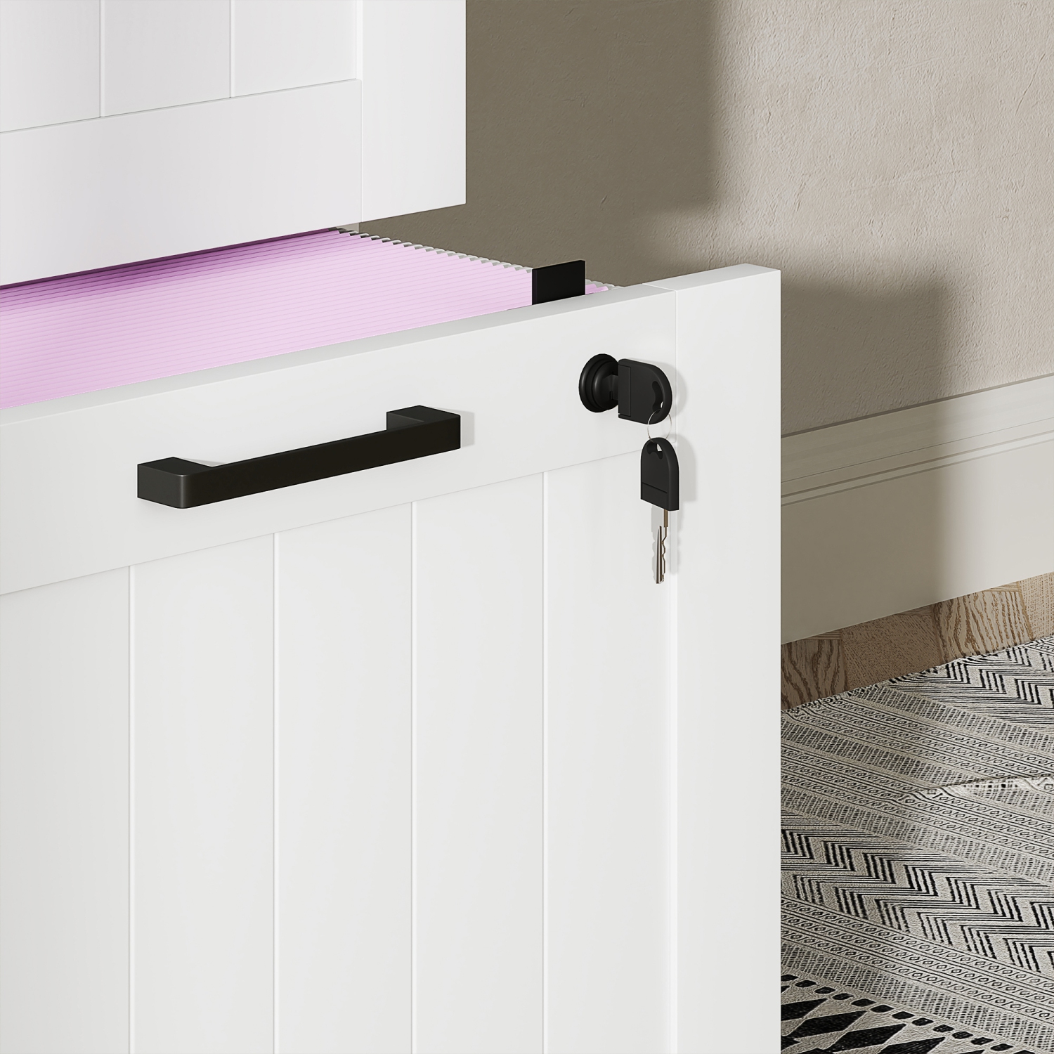 HOMCOM – Classeur à 4 tiroirs avec verrou, classeur vertical avec barres de suspension réglables pour dossiers de format A4 et lettre, support pour