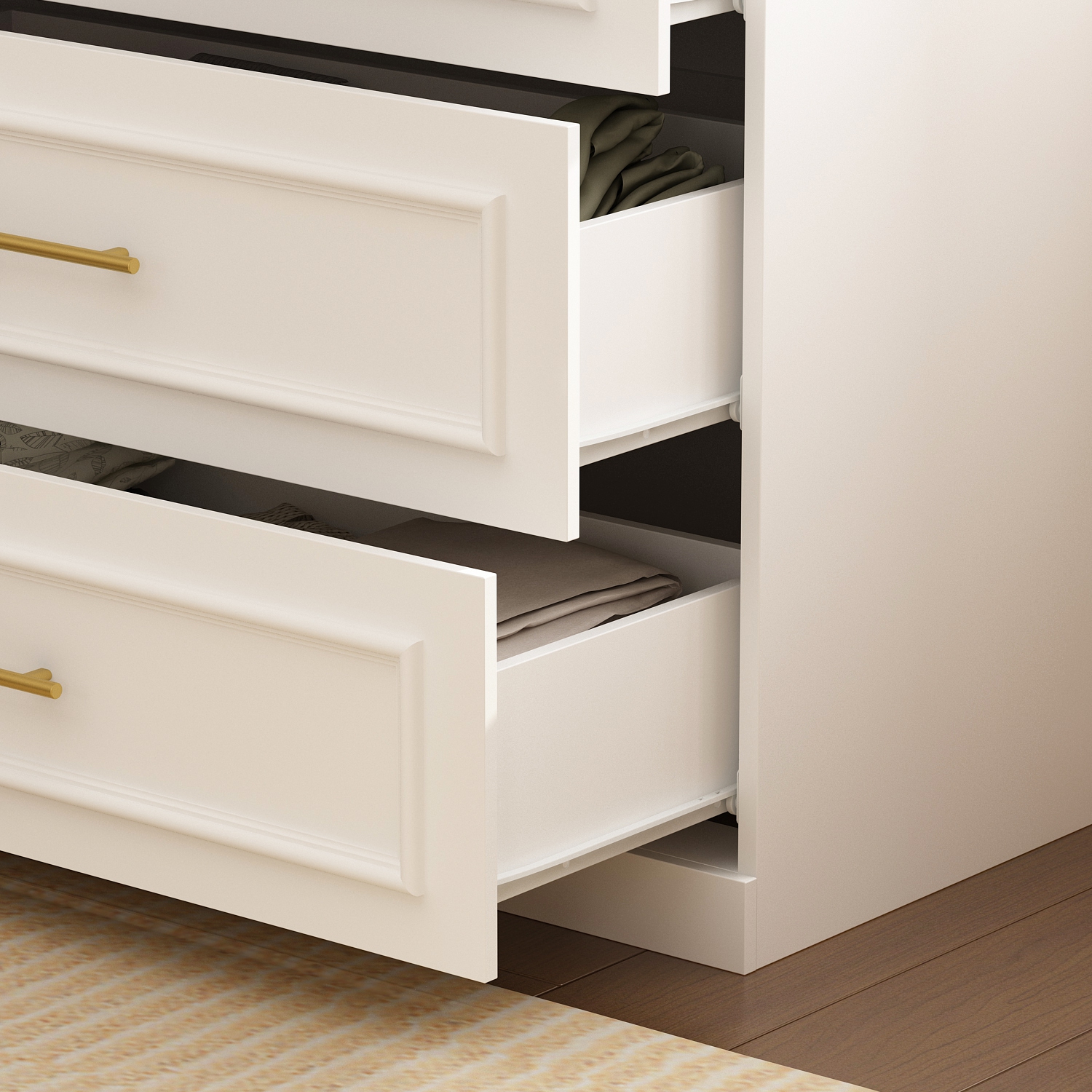 Homsee – Grande garde-robe avec tablettes réglables, deux tringles suspendues et plusieurs tiroirs pour rangement complet, blanc