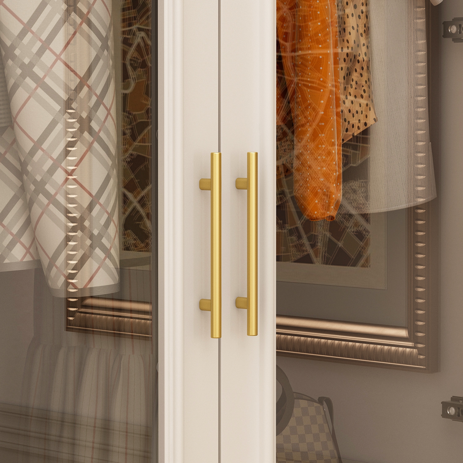 Homsee – Grande garde-robe avec tablettes réglables, deux tringles suspendues et plusieurs tiroirs pour rangement complet, blanc