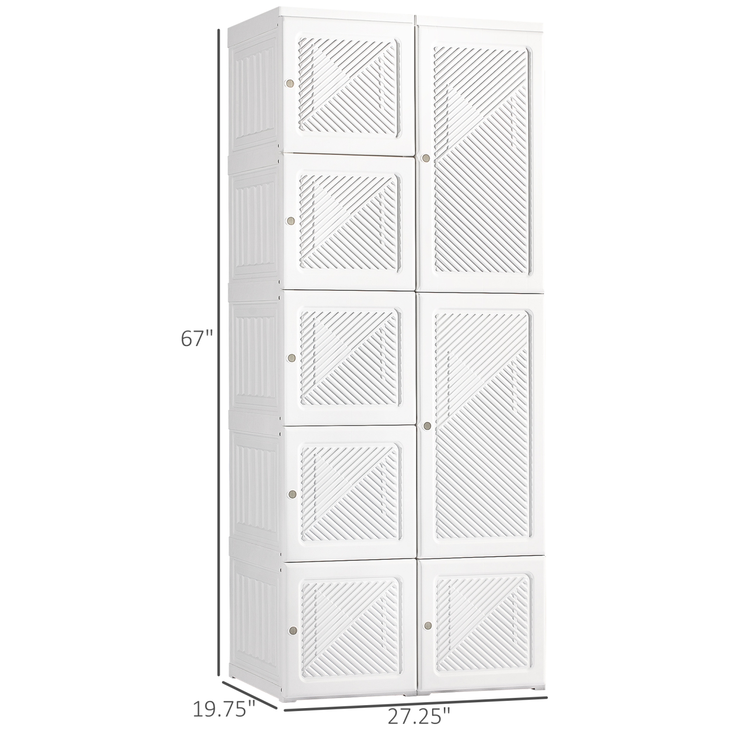 Armoire portative de HOMCOM Armoire de rangement pliante vêtements en plastique pour chambre à coucher avec 6 compartiments cubiques et 1 tiges