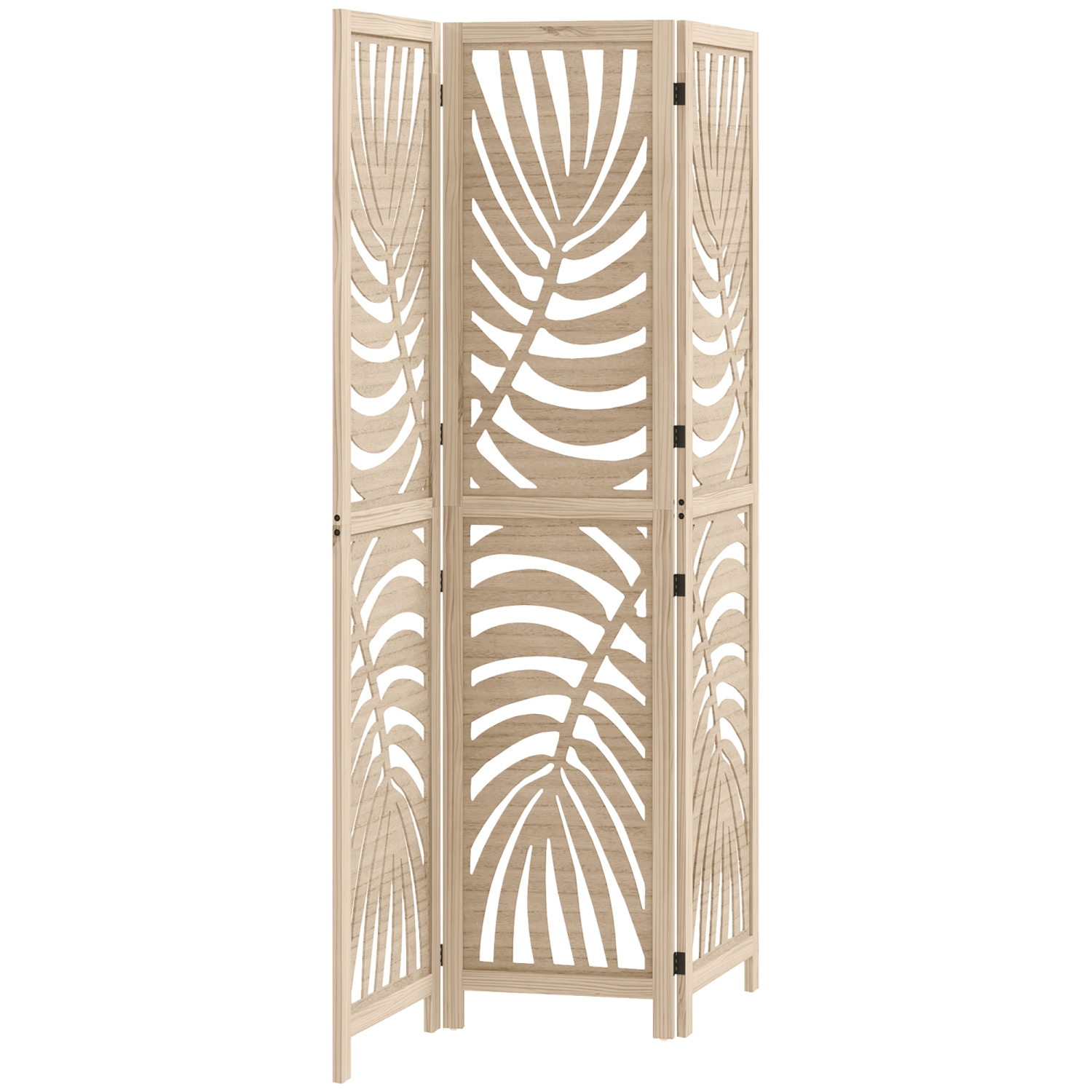 HOMCOM 3 Panel Room Divider, Detachable Portable Folding Privacy Screens, Freestanding Partition Wall Dividers with Palm Leaf Design for Home Office,