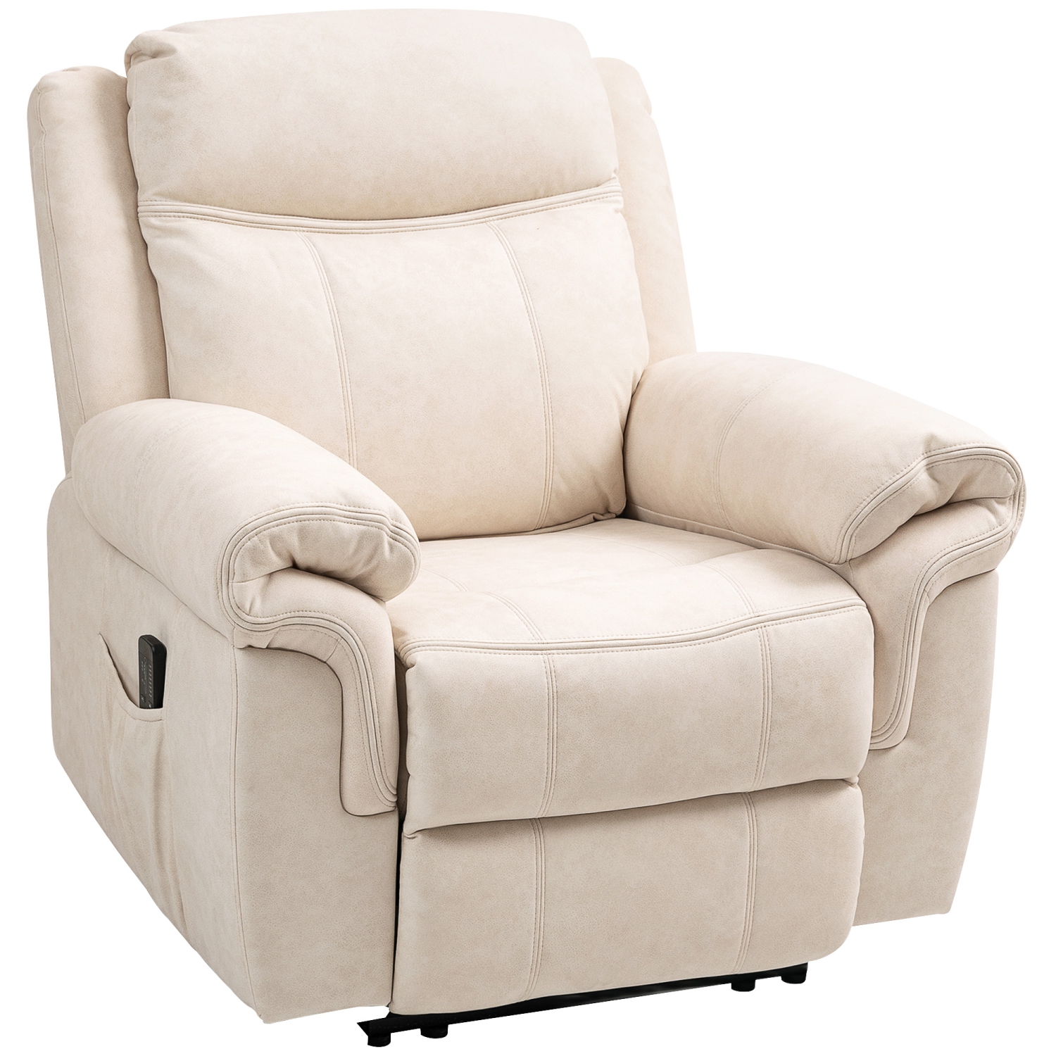 Fauteuil de massage inclinable à 8 points de HOMCOM, fauteuil inclinable manuel en microfibre pour salon avec pochettes latérales, repose-pieds,